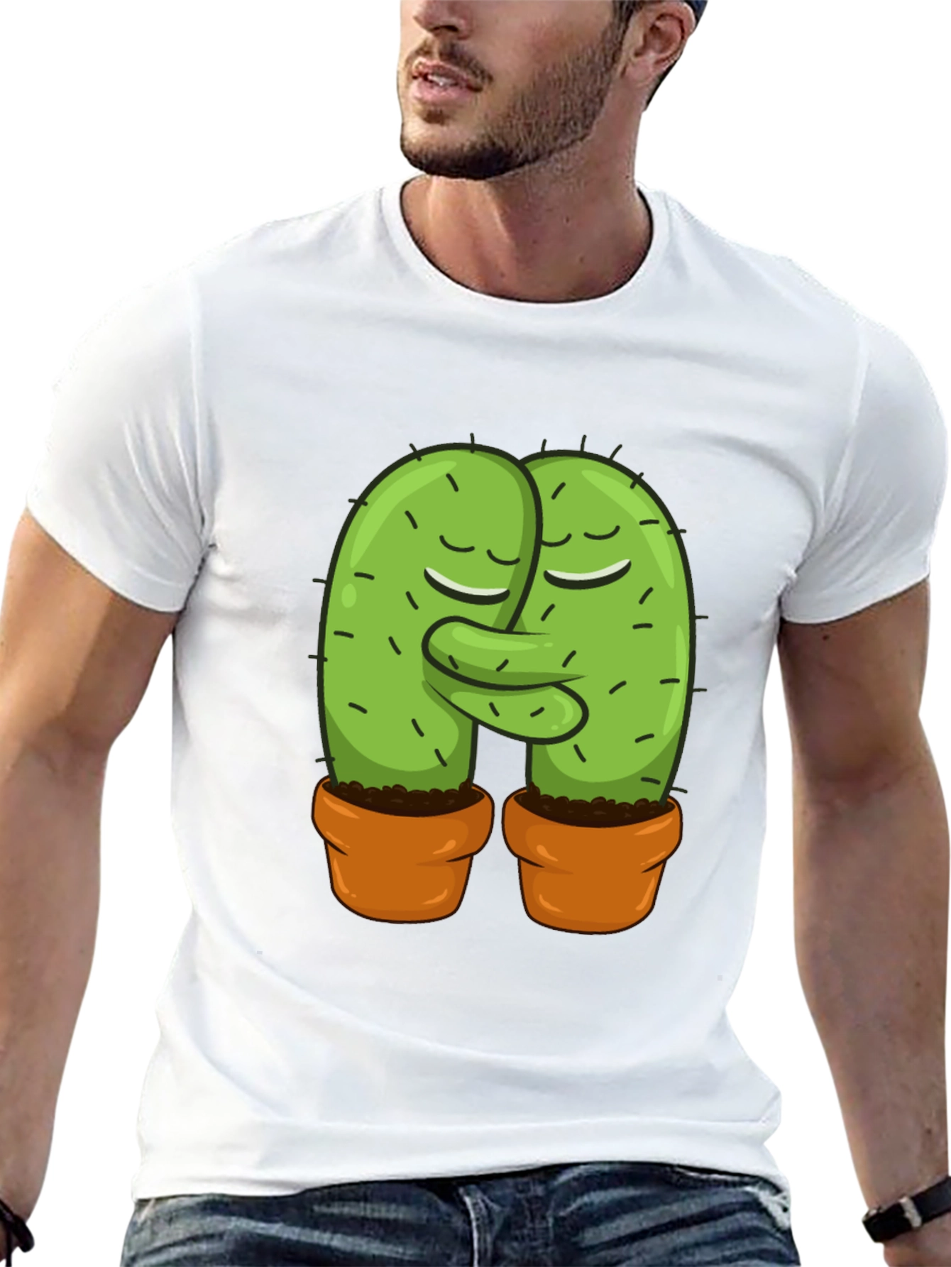 Cactus Love Graphic Tee - Hugging Cacti Design