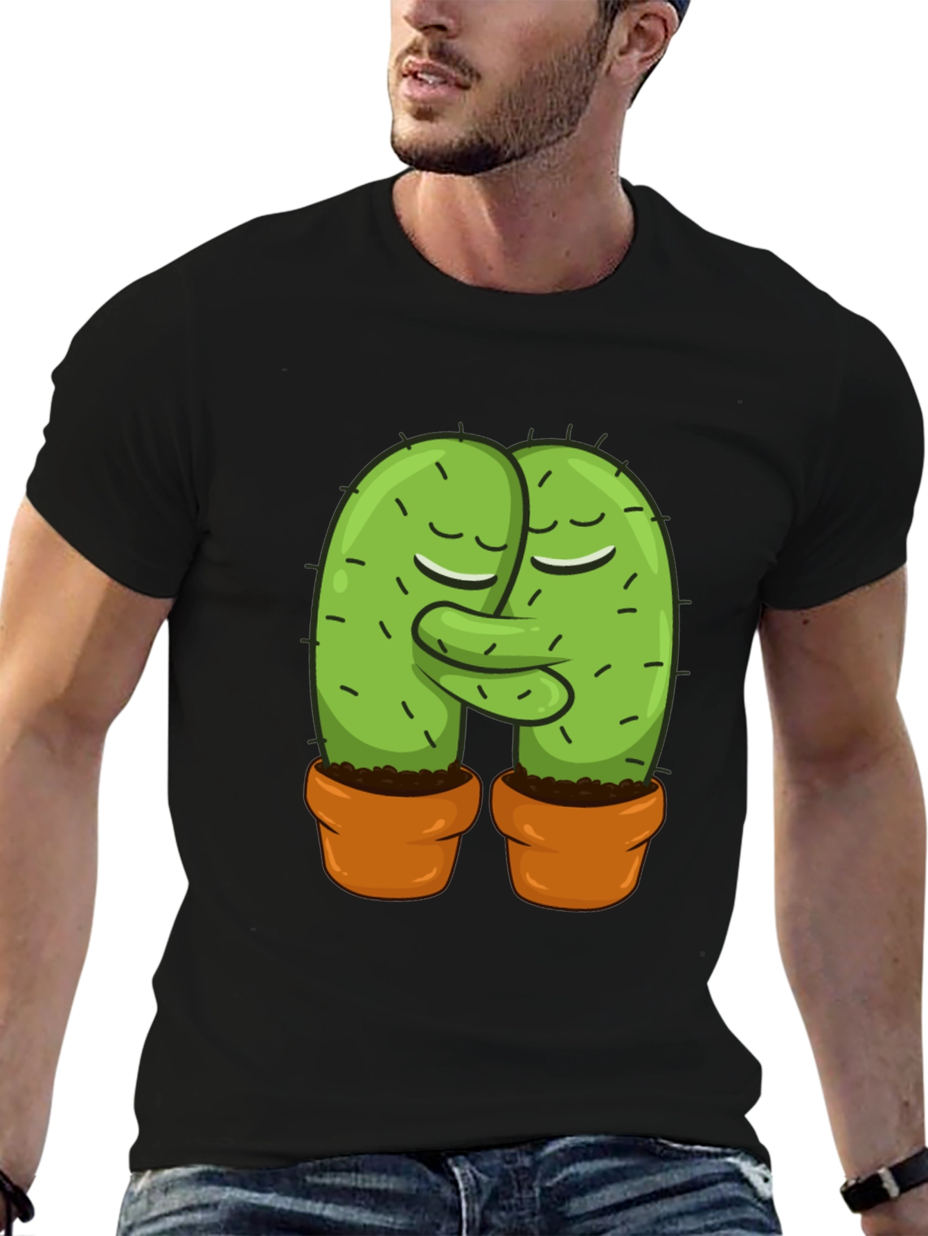 Cactus Love Graphic Tee - Hugging Cacti Design