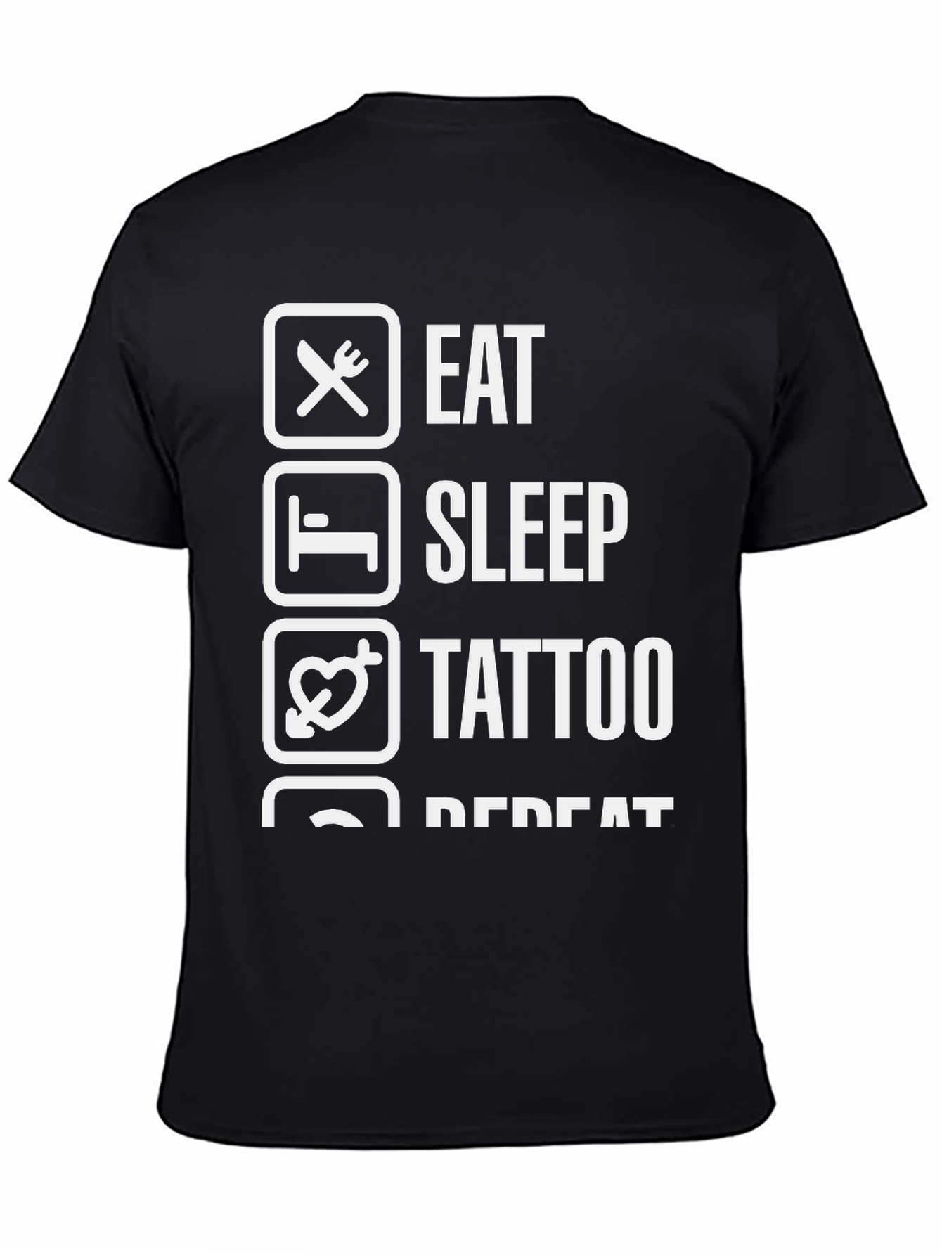 Eat Sleep Tattoo Repeat Black Graphic Tee