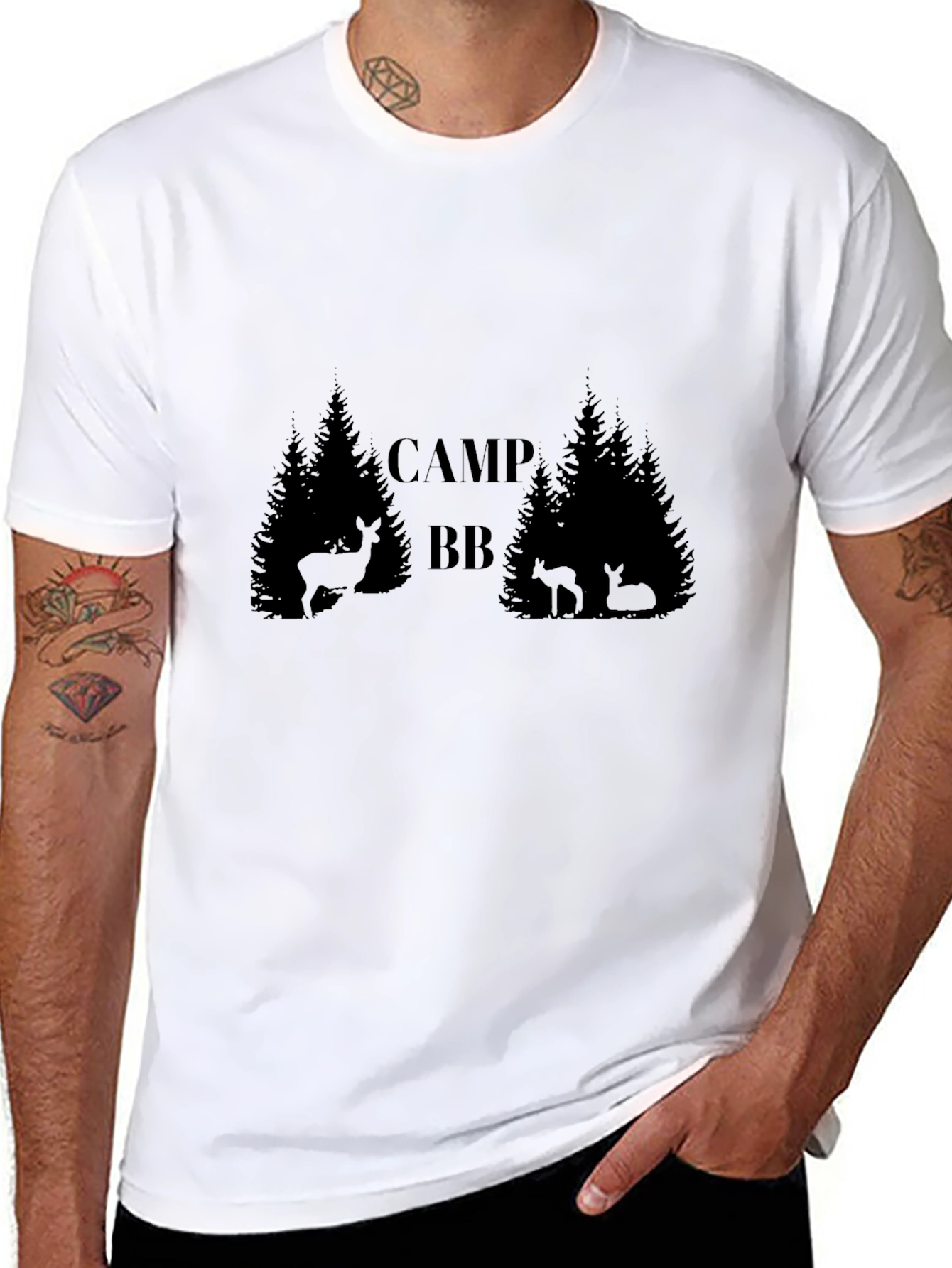 Camp BB Deer Forest Black T-Shirt