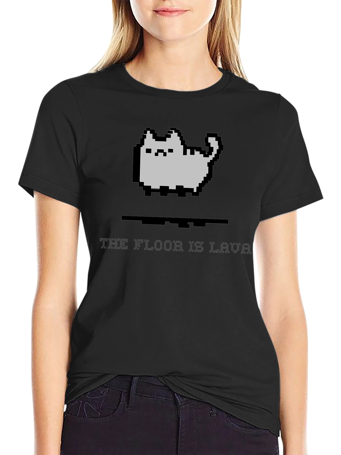 Pixel Cat Lava T-Shirt - Gamer Style