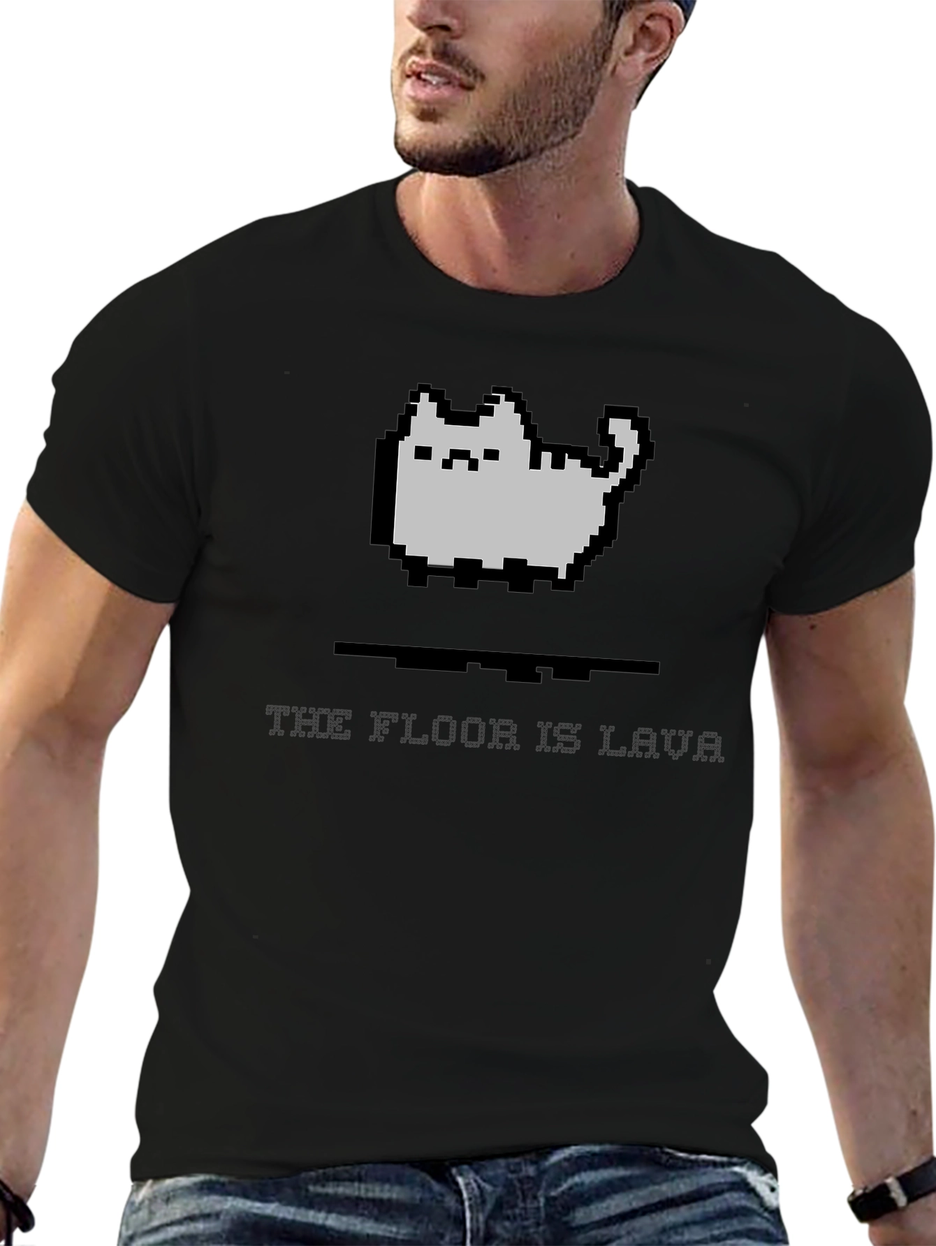 Pixel Cat Lava T-Shirt - Gamer Style