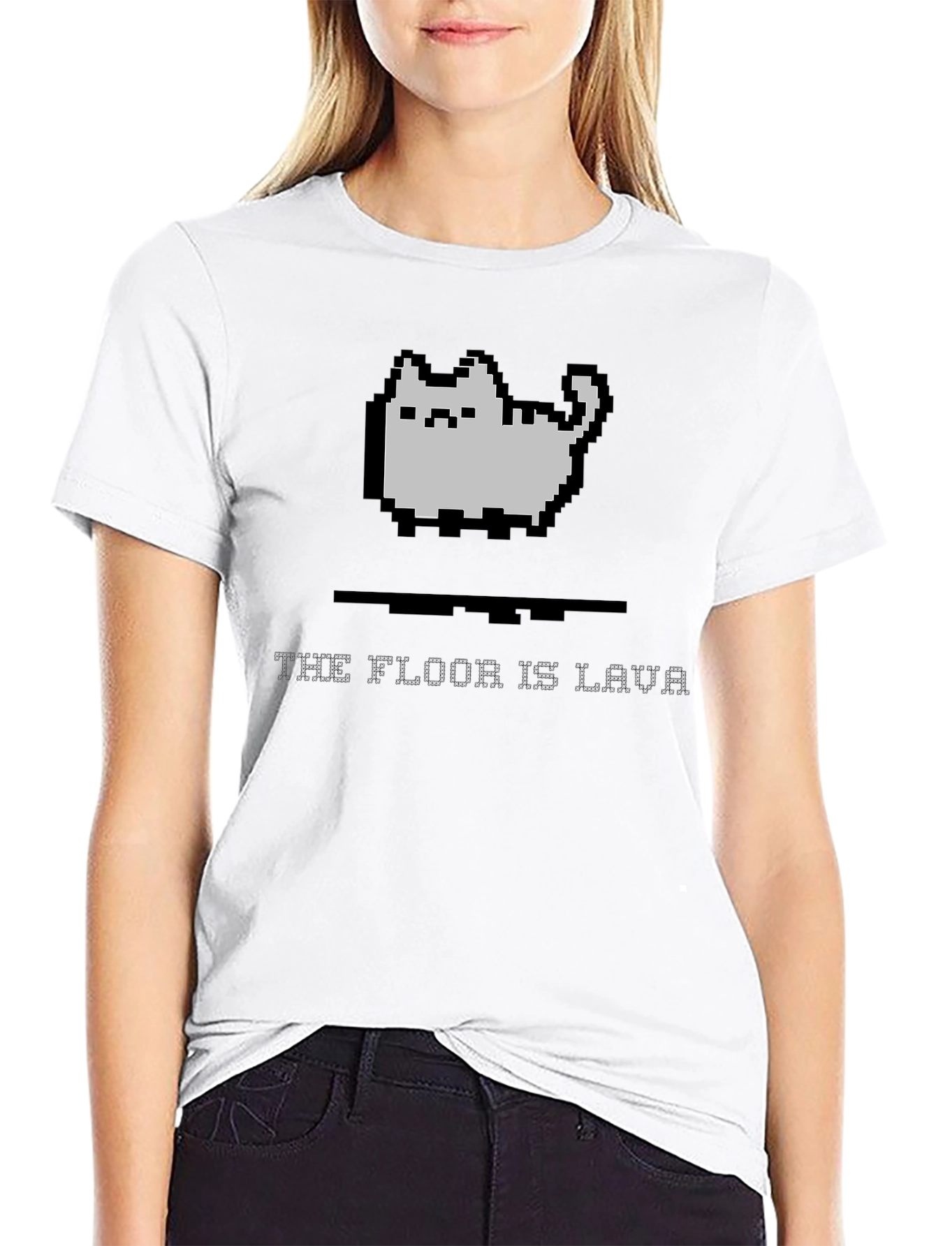 Pixel Cat Lava T-Shirt - Gamer Style