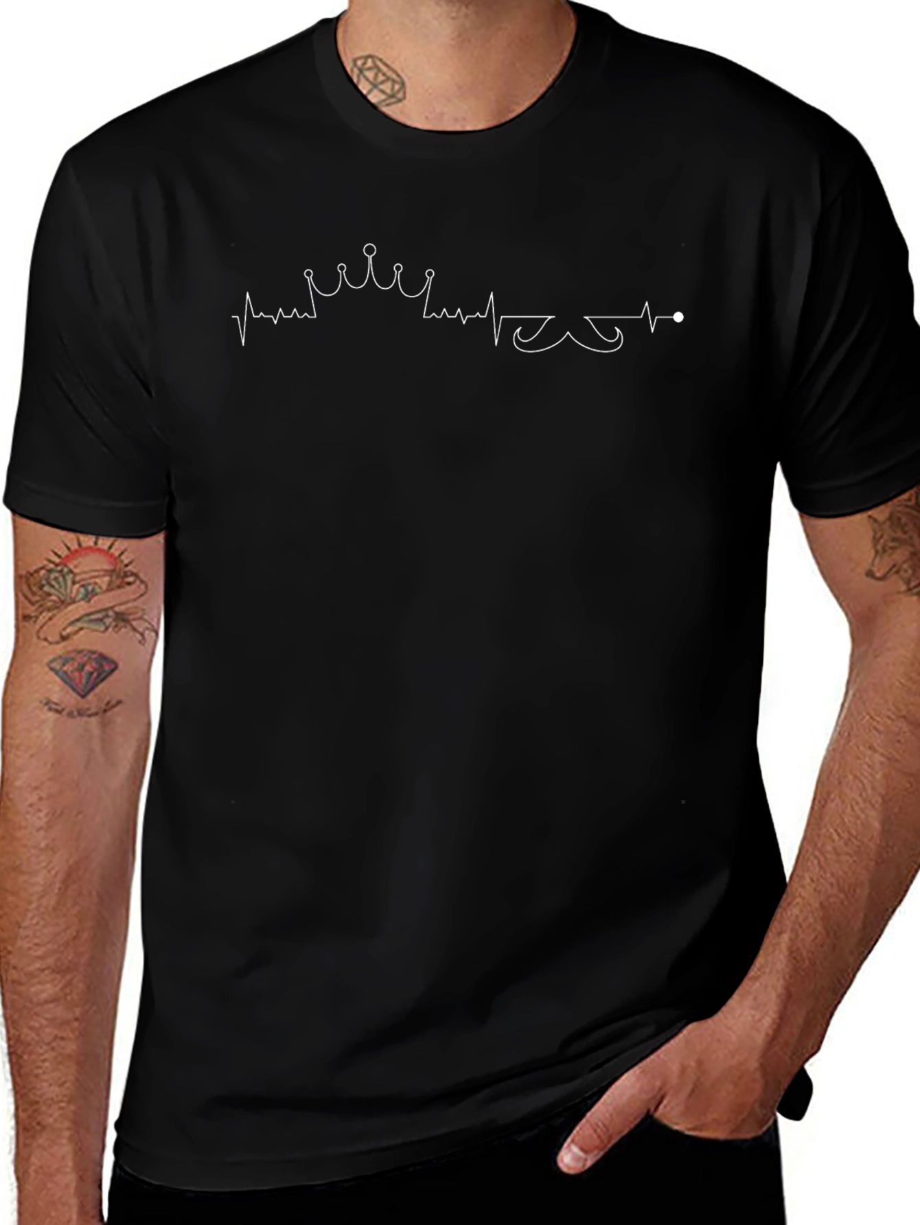 Heartbeat Crown T-Shirt - King/Queen Pulse Tee