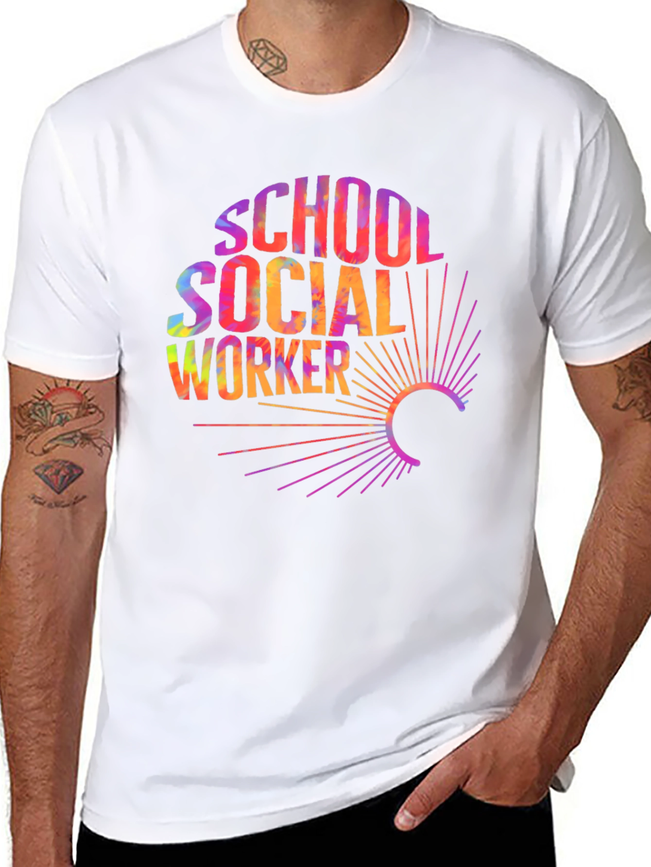 School Social Worker Tie Dye Graphic T-Shirt