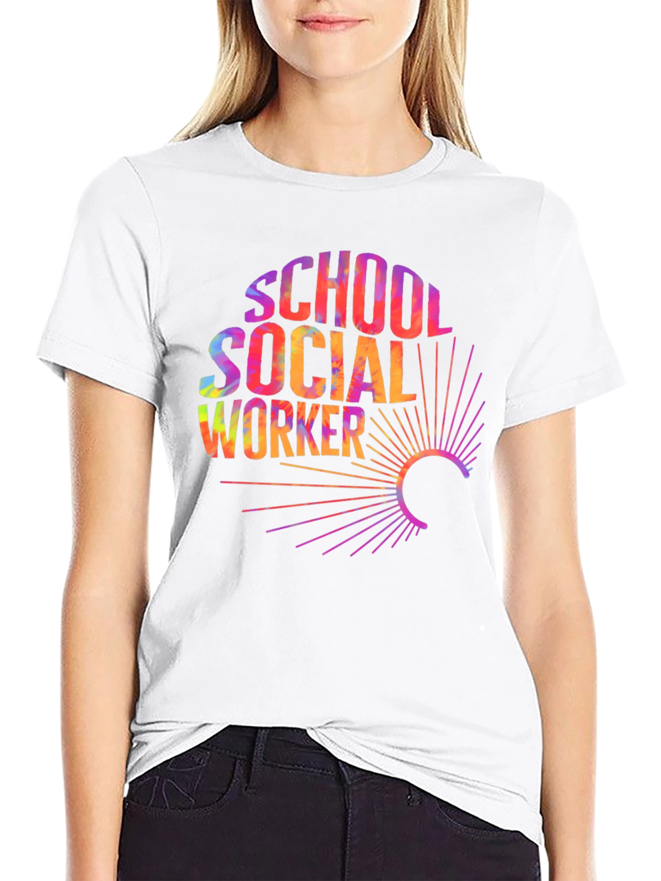 School Social Worker Tie Dye Graphic T-Shirt