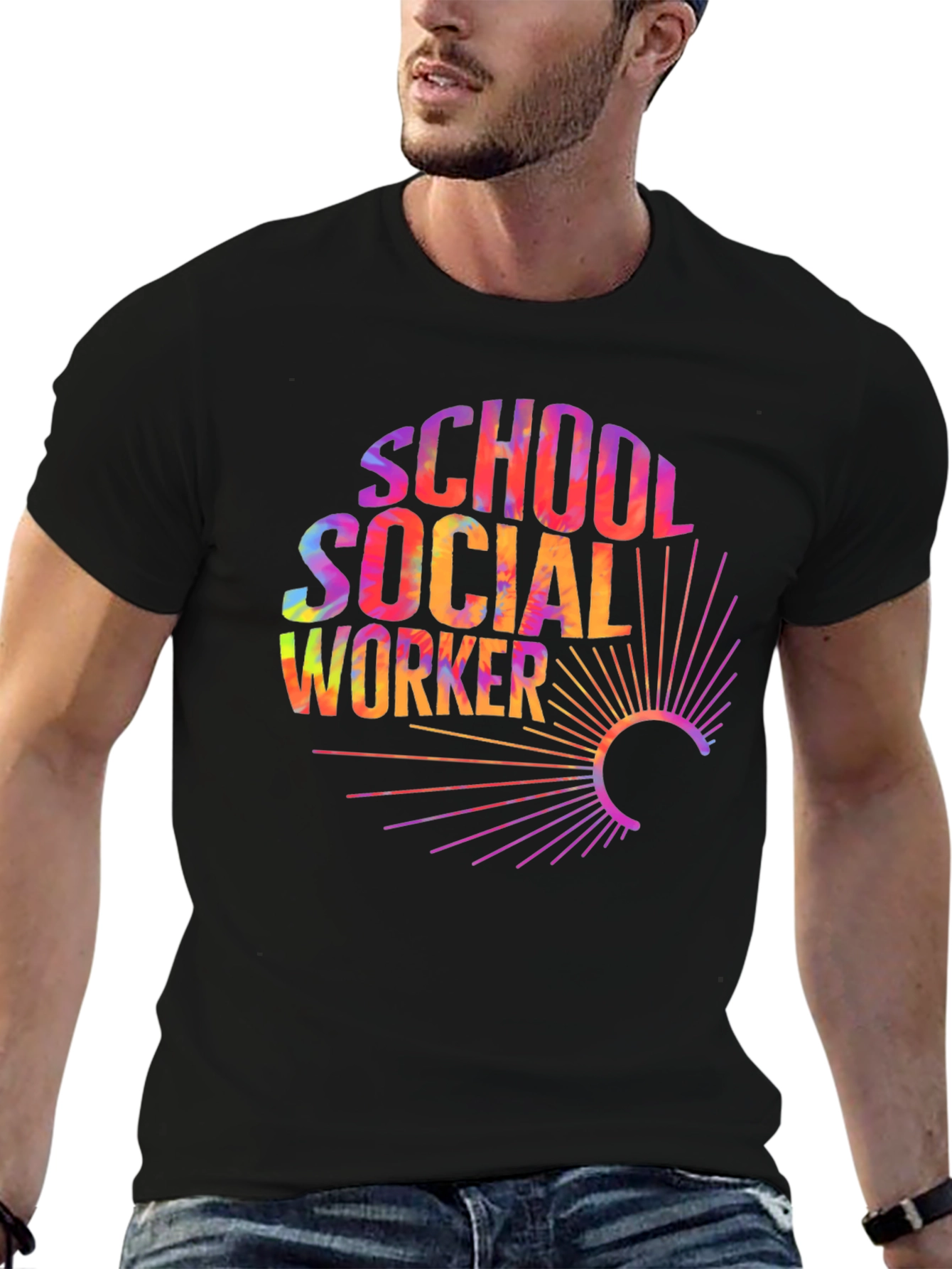 School Social Worker Tie Dye Graphic T-Shirt