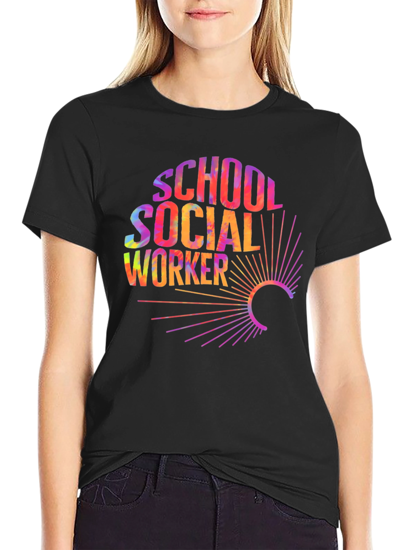 School Social Worker Tie Dye Graphic T-Shirt