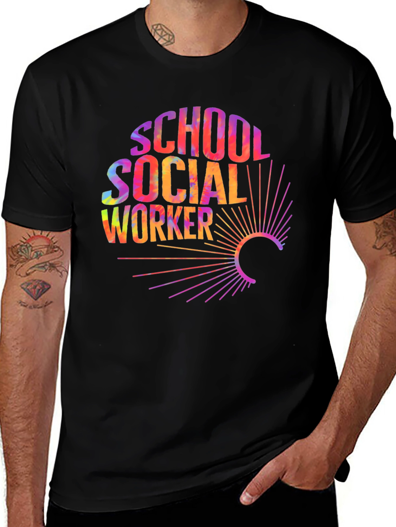School Social Worker Tie Dye Graphic T-Shirt