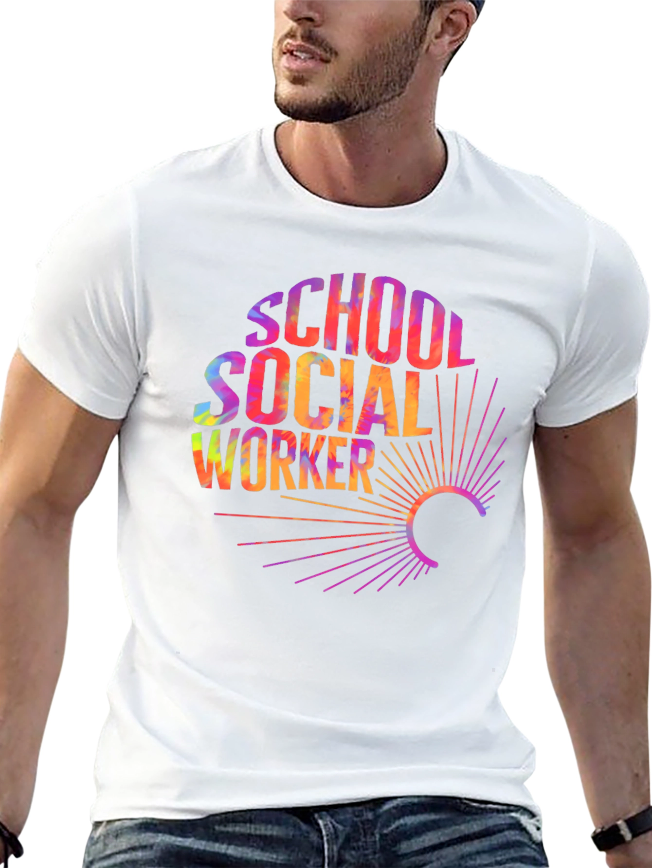 School Social Worker Tie Dye Graphic T-Shirt
