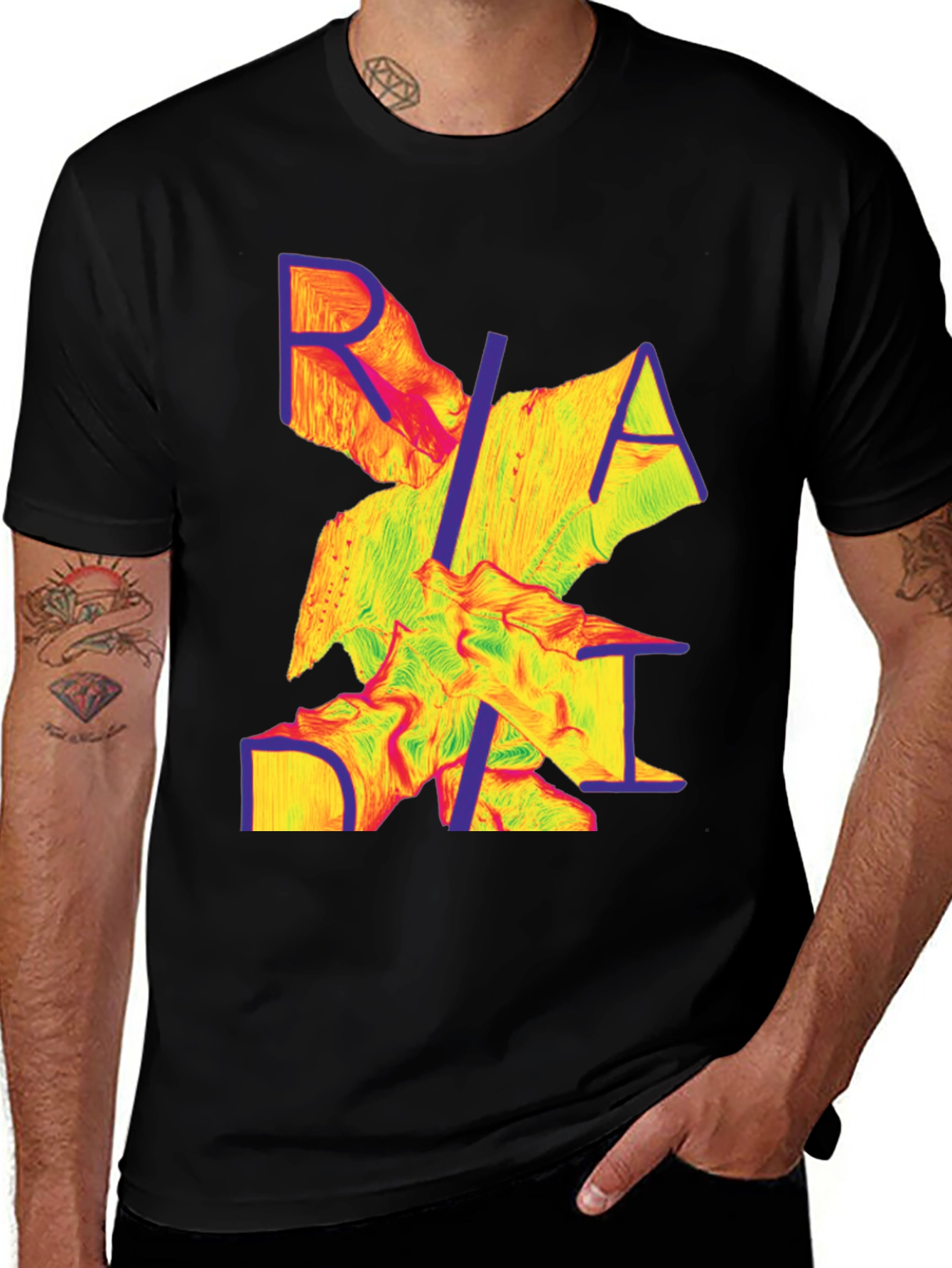 Abstract Graphic Tee - Modern Print Black T-Shirt