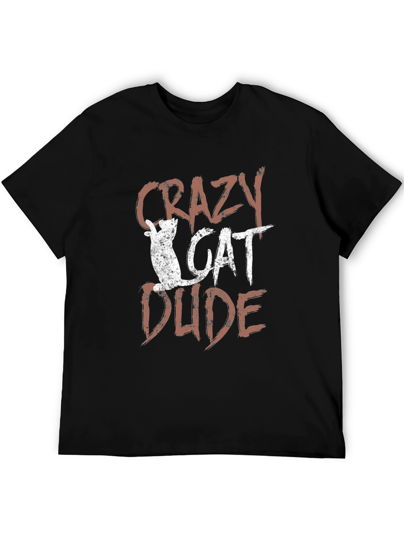 Crazy Cat Dude Black Graphic T-Shirt