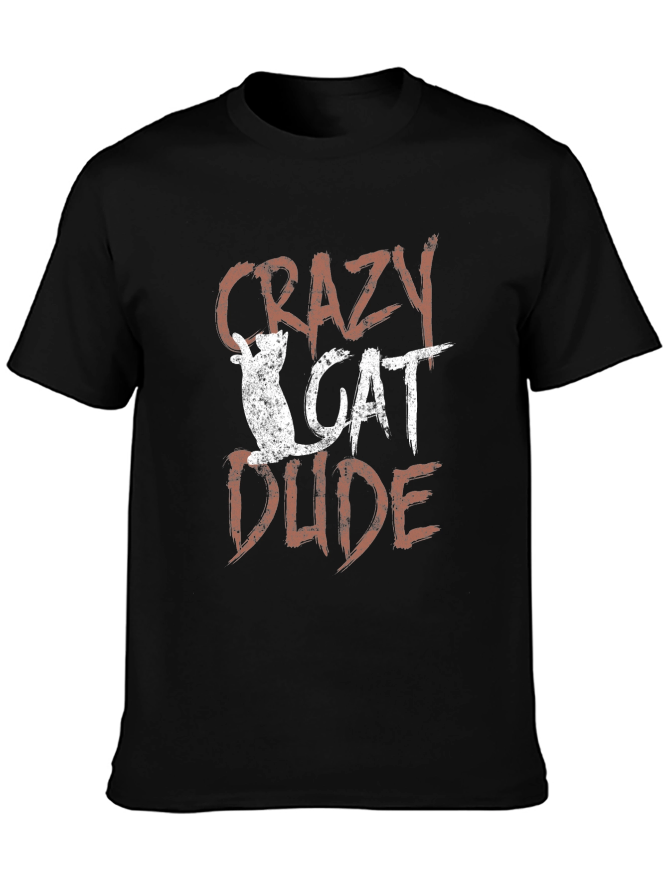 Crazy Cat Dude Black Graphic T-Shirt