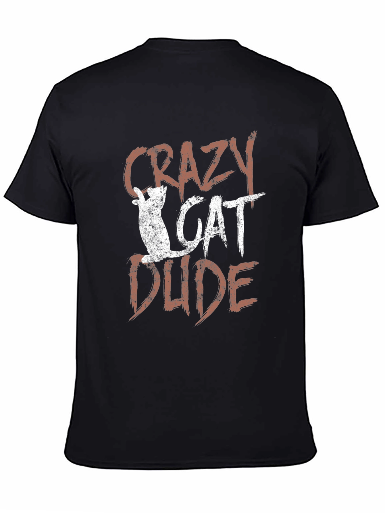 Crazy Cat Dude Black Graphic T-Shirt