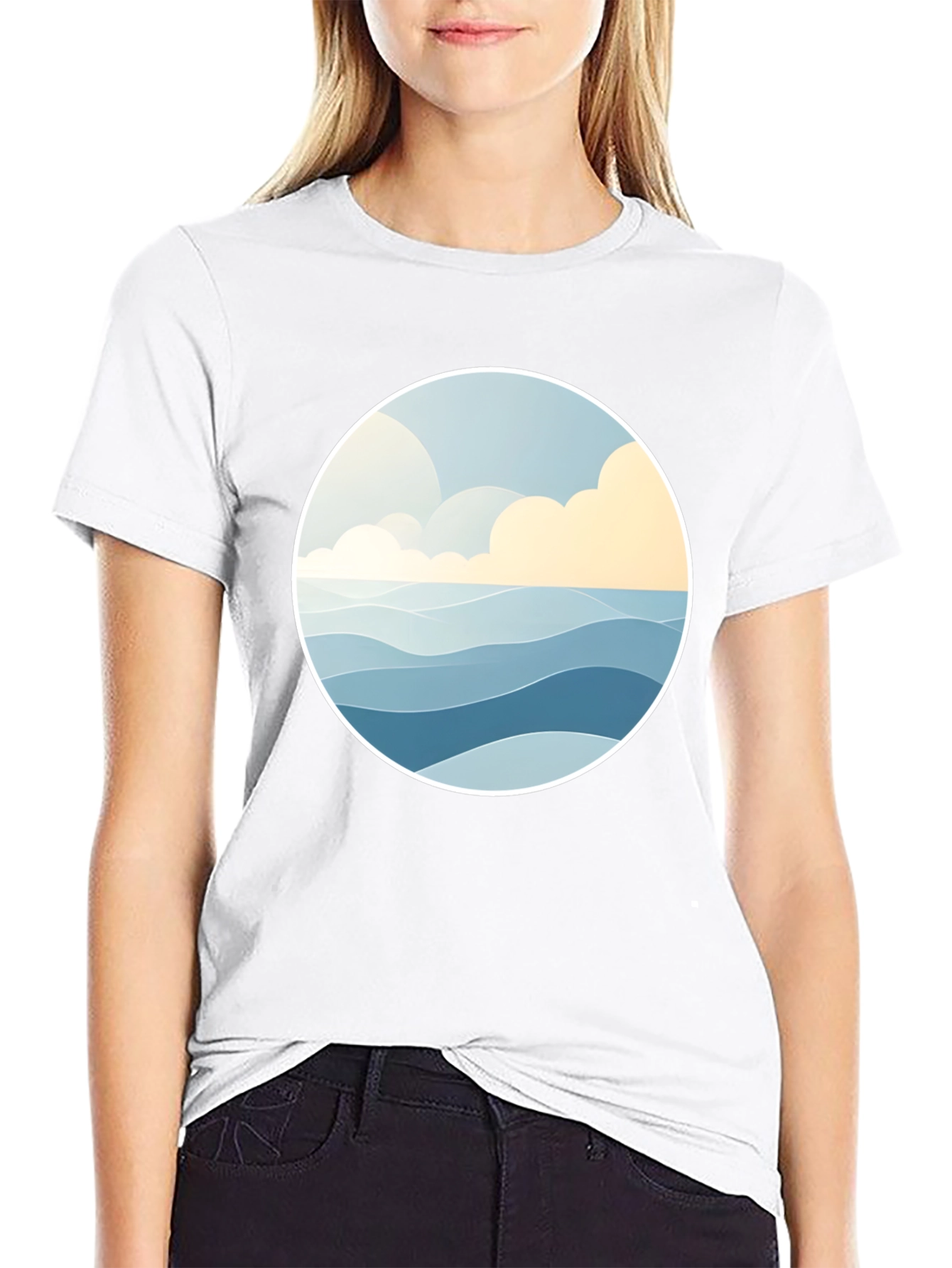 Ocean Wave Graphic Tee - Stylish Black Cotton T-Shirt
