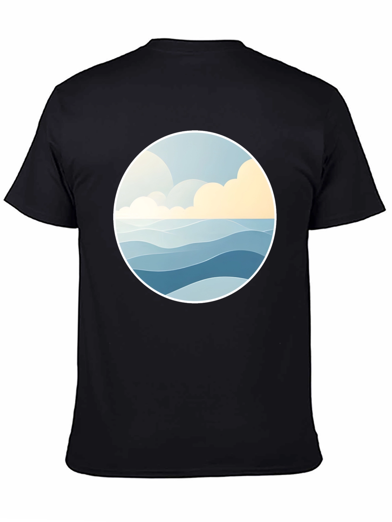 Ocean Wave Graphic Tee - Stylish Black Cotton T-Shirt