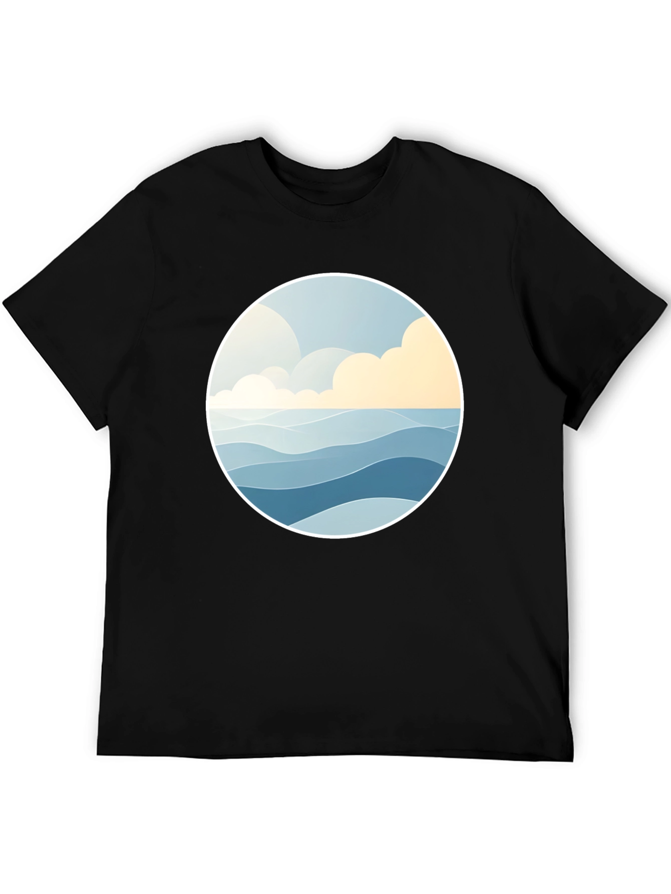 Ocean Wave Graphic Tee - Stylish Black Cotton T-Shirt