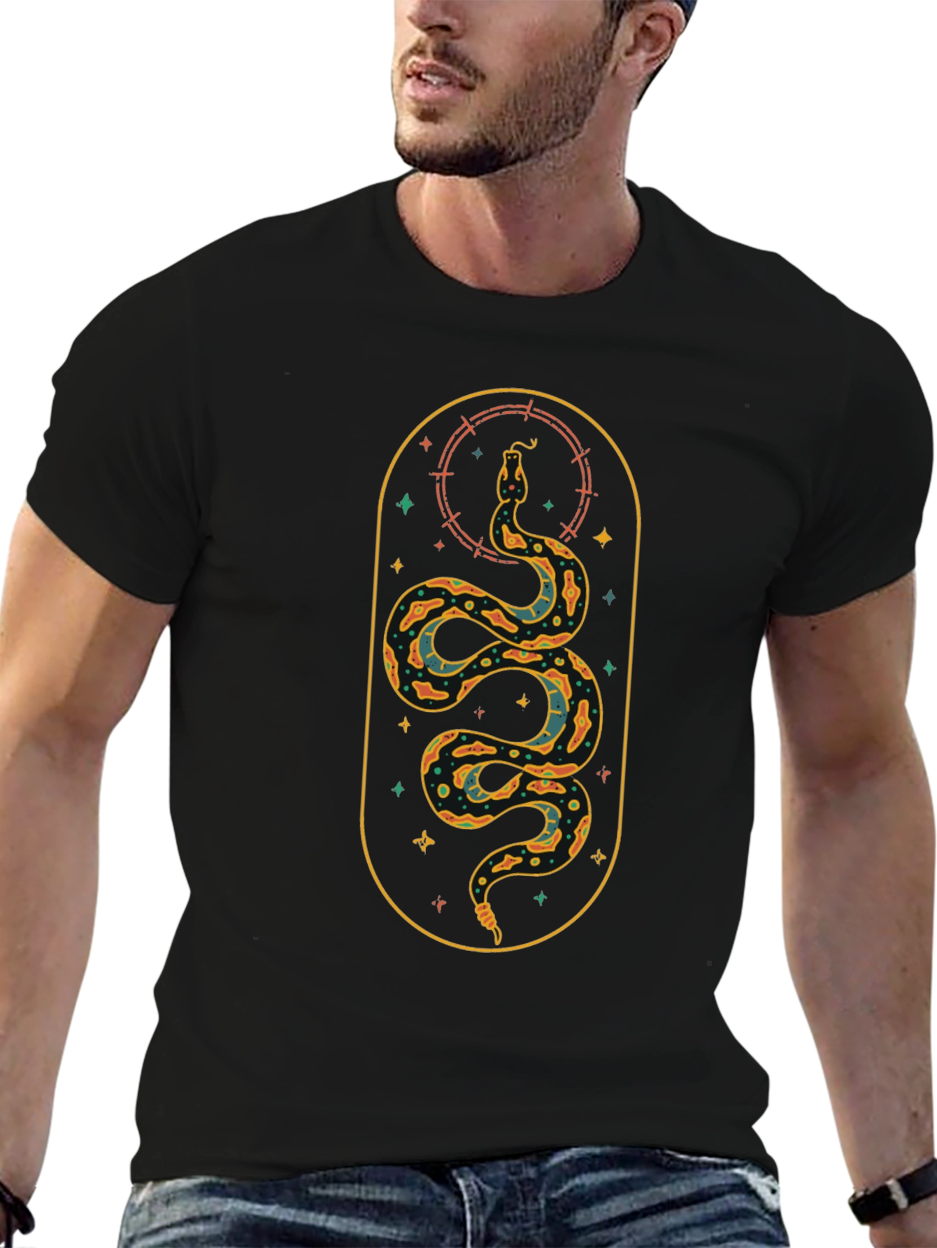 Snake Graphic Tee - Black Cotton Blend