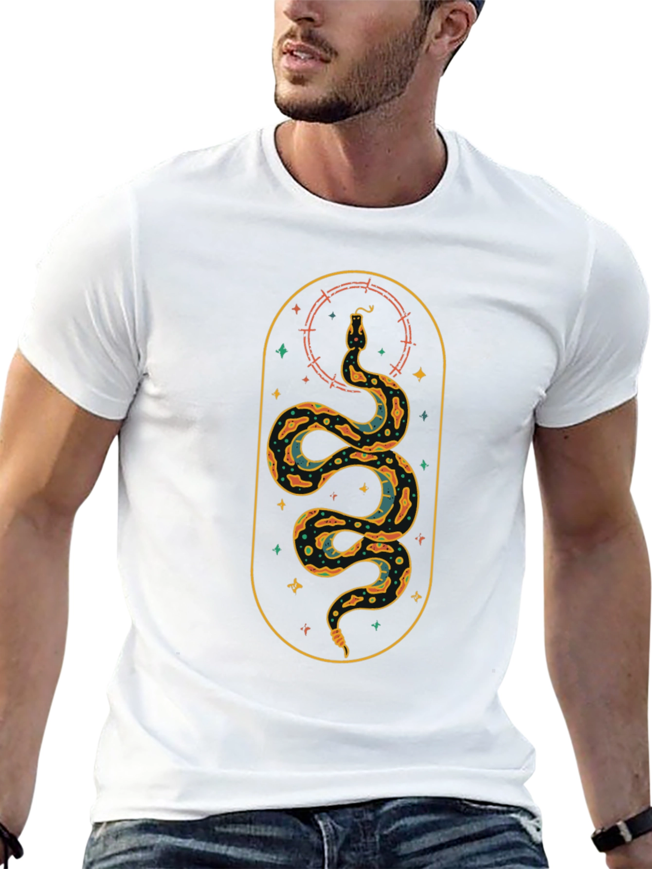 Snake Graphic Tee - Black Cotton Blend