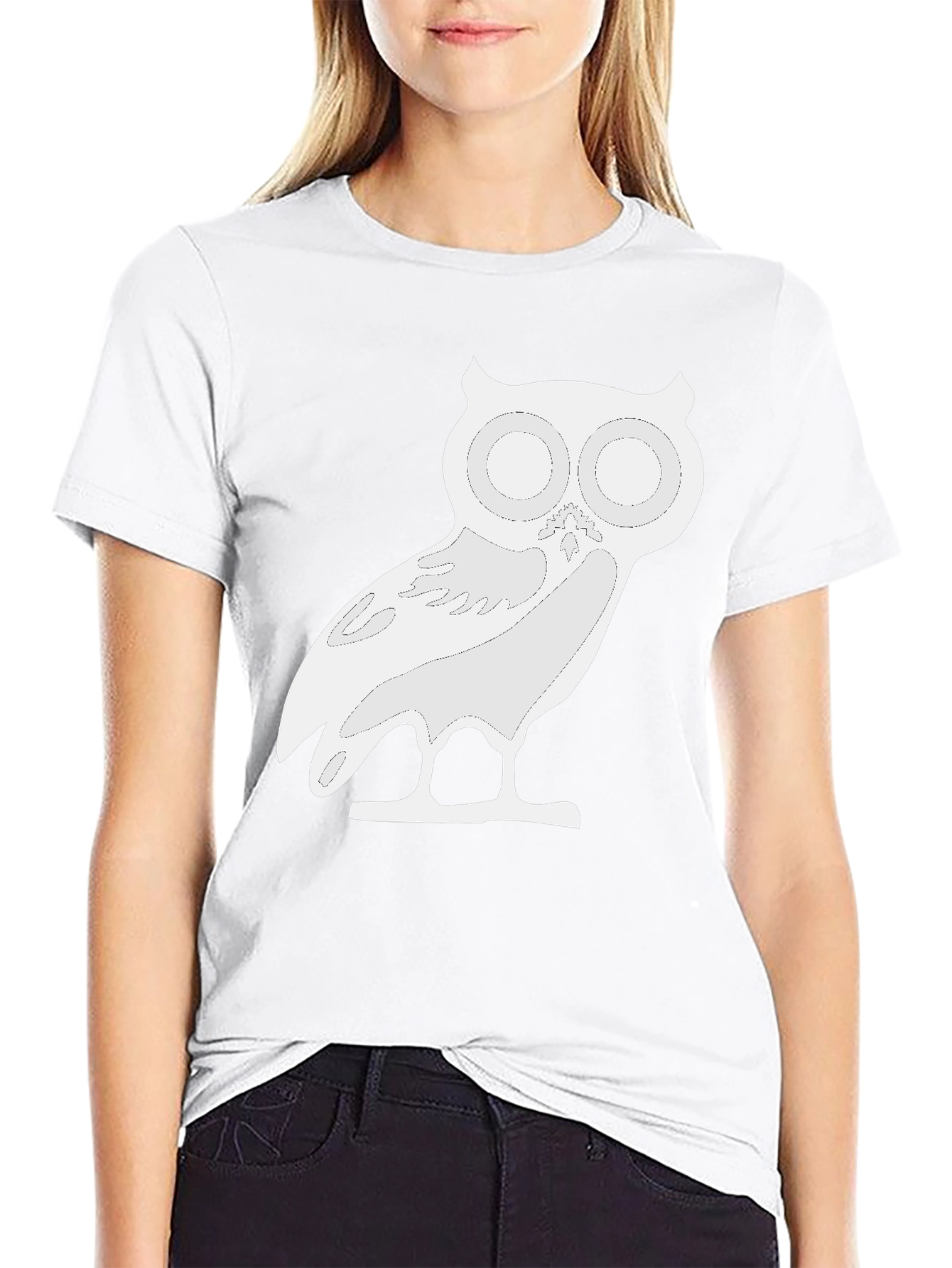 Owl Graphic T-Shirt - Black Cotton Blend Tee
