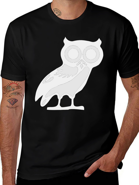 Owl Graphic T-Shirt - Black Cotton Blend Tee