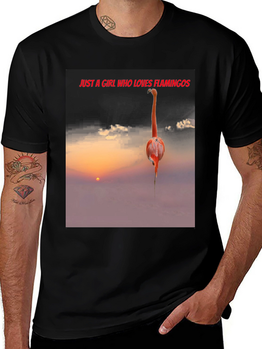 Flamingo Sunset Graphic Tee - Just A Girl Who Loves Flamingos