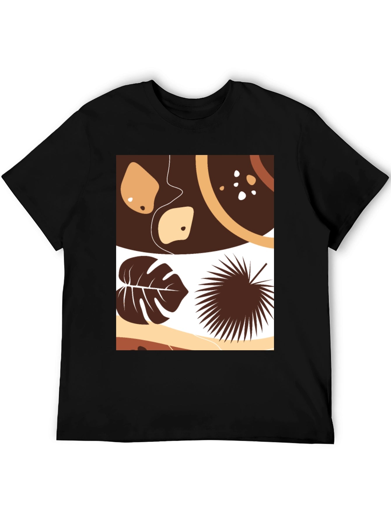 Modern Tropical Leaves Graphic Black Tee