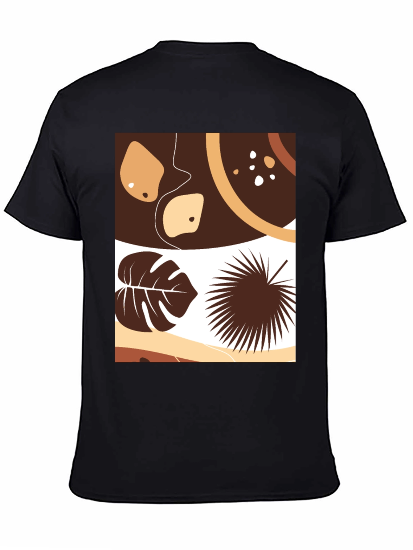 Modern Tropical Leaves Graphic Black Tee