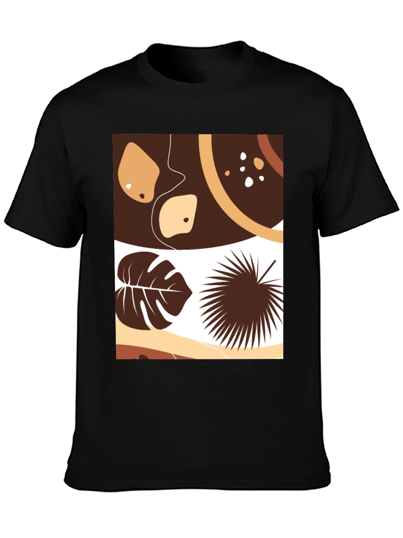 Modern Tropical Leaves Graphic Black Tee