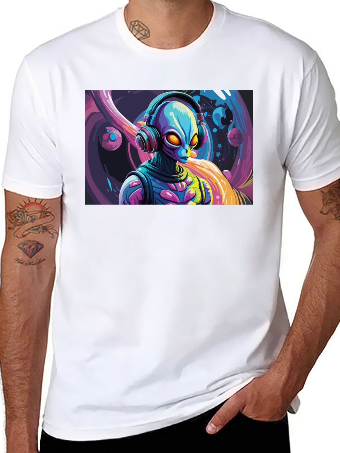 Alien DJ Graphic Tee - Black T-Shirt