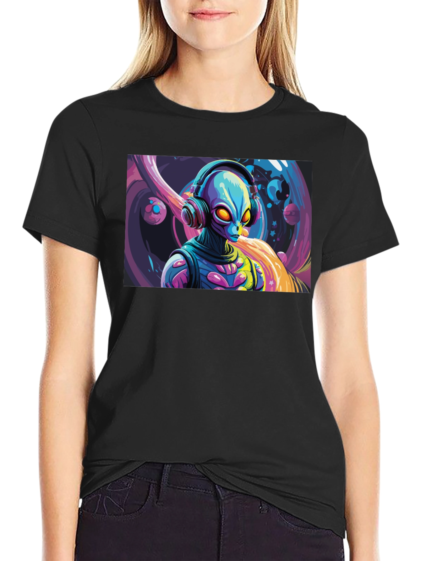 Alien DJ Graphic Tee - Black T-Shirt