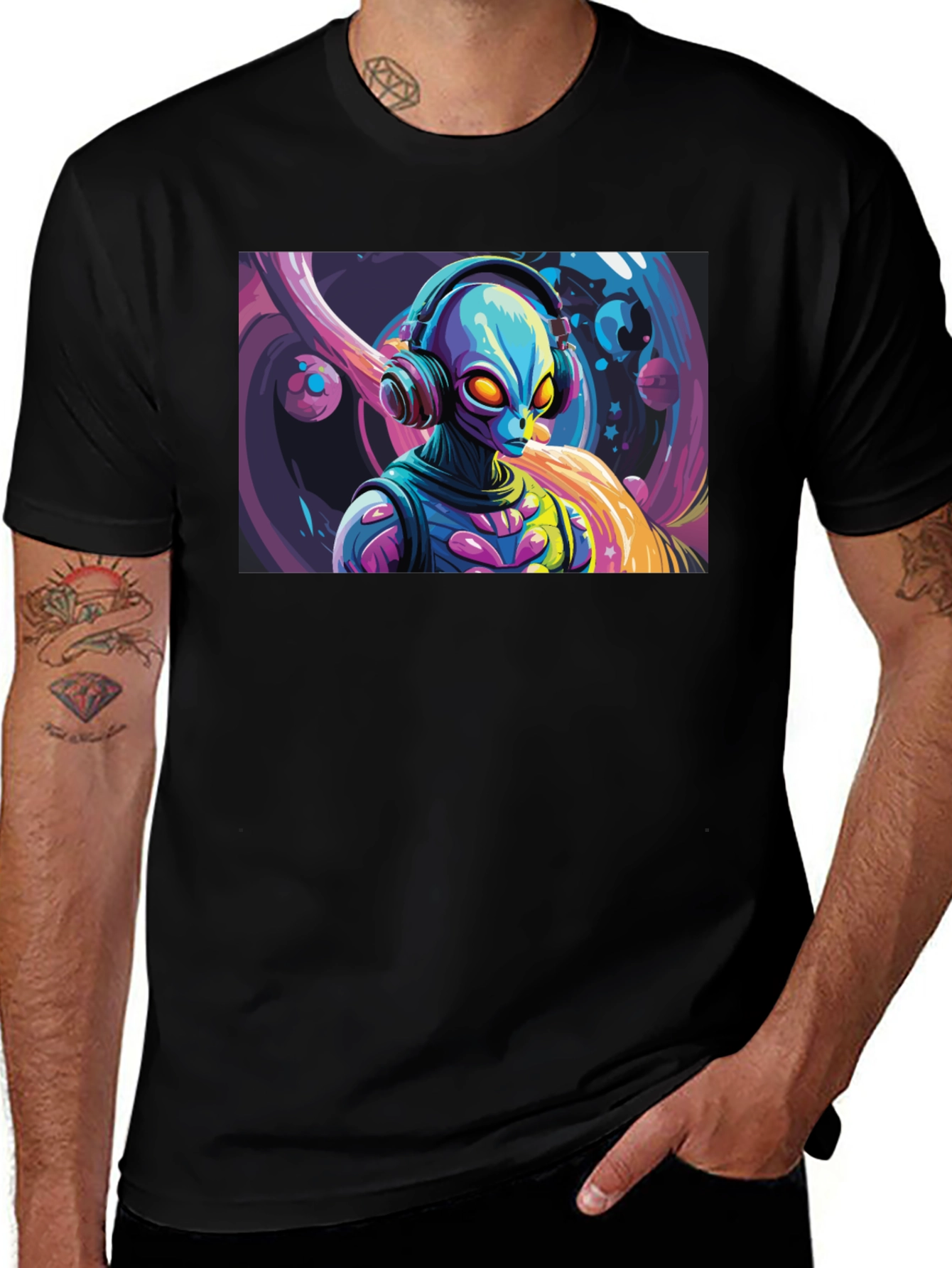 Alien DJ Graphic Tee - Black T-Shirt