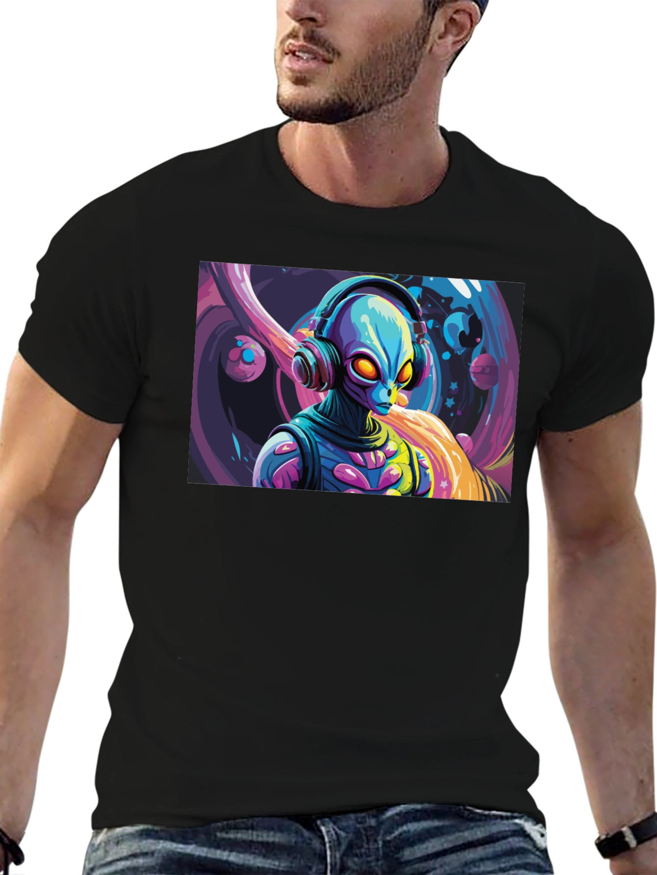Alien DJ Graphic Tee - Black T-Shirt