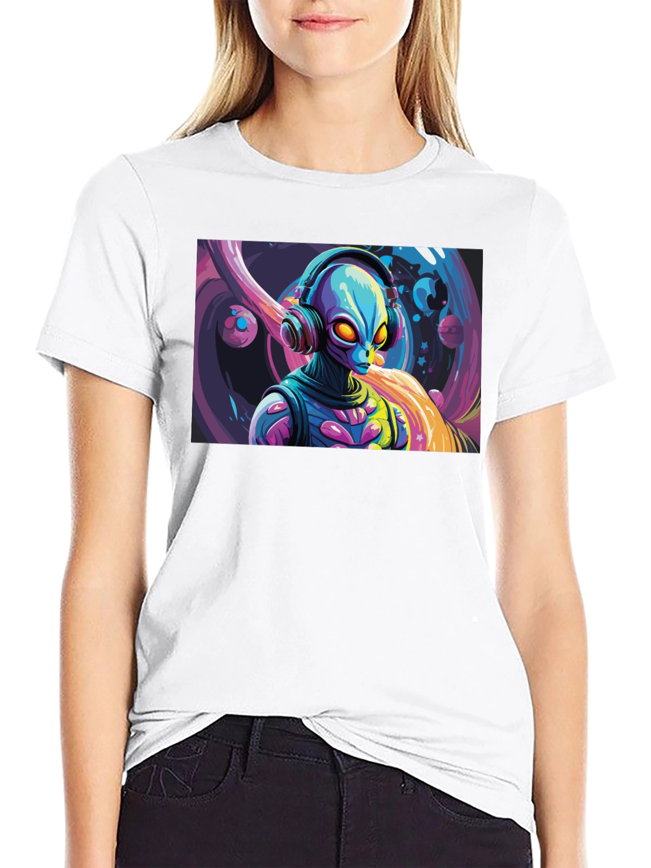 Alien DJ Graphic Tee - Black T-Shirt