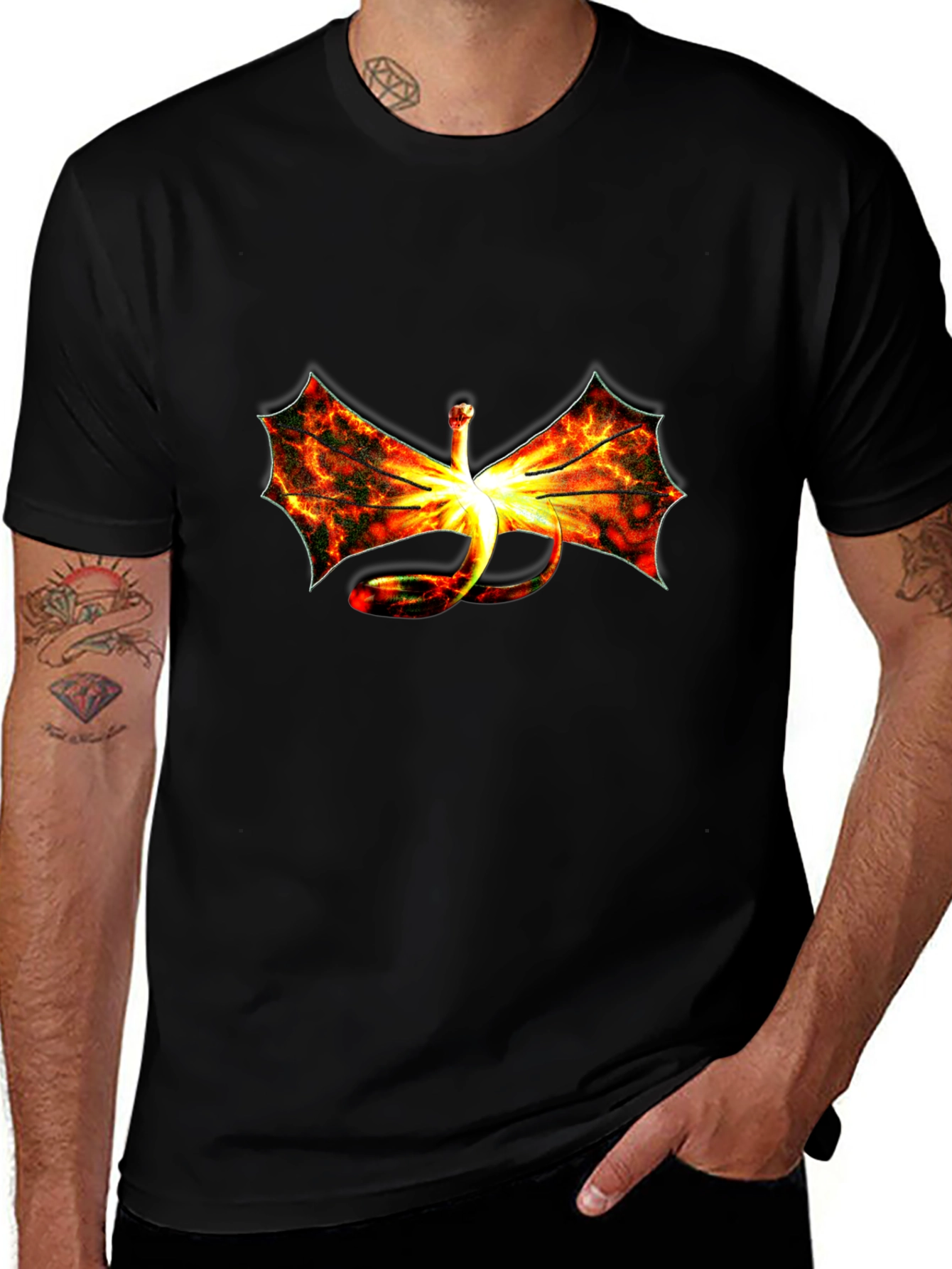Fiery Dragon Graphic Black T-Shirt