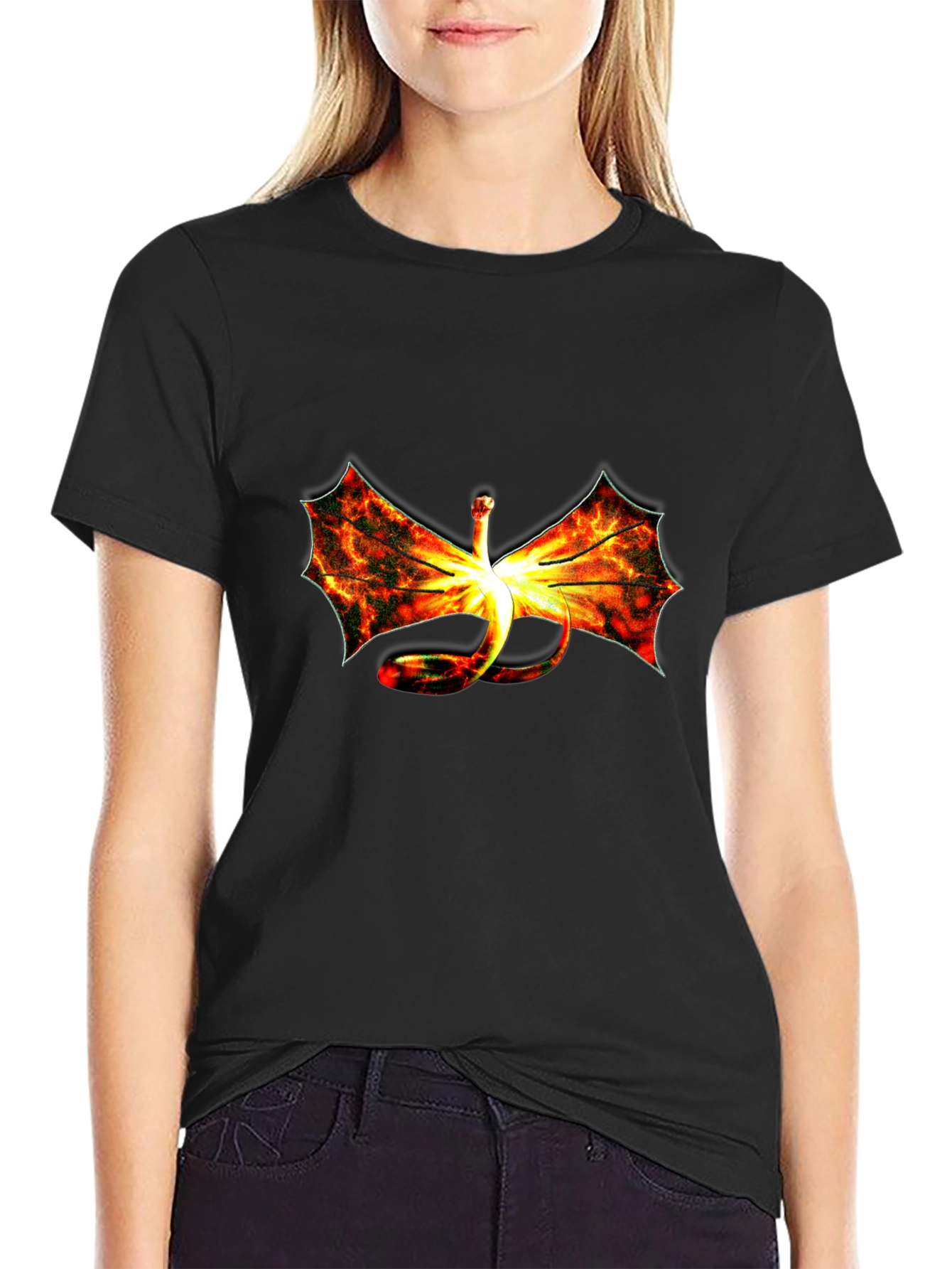 Fiery Dragon Graphic Black T-Shirt