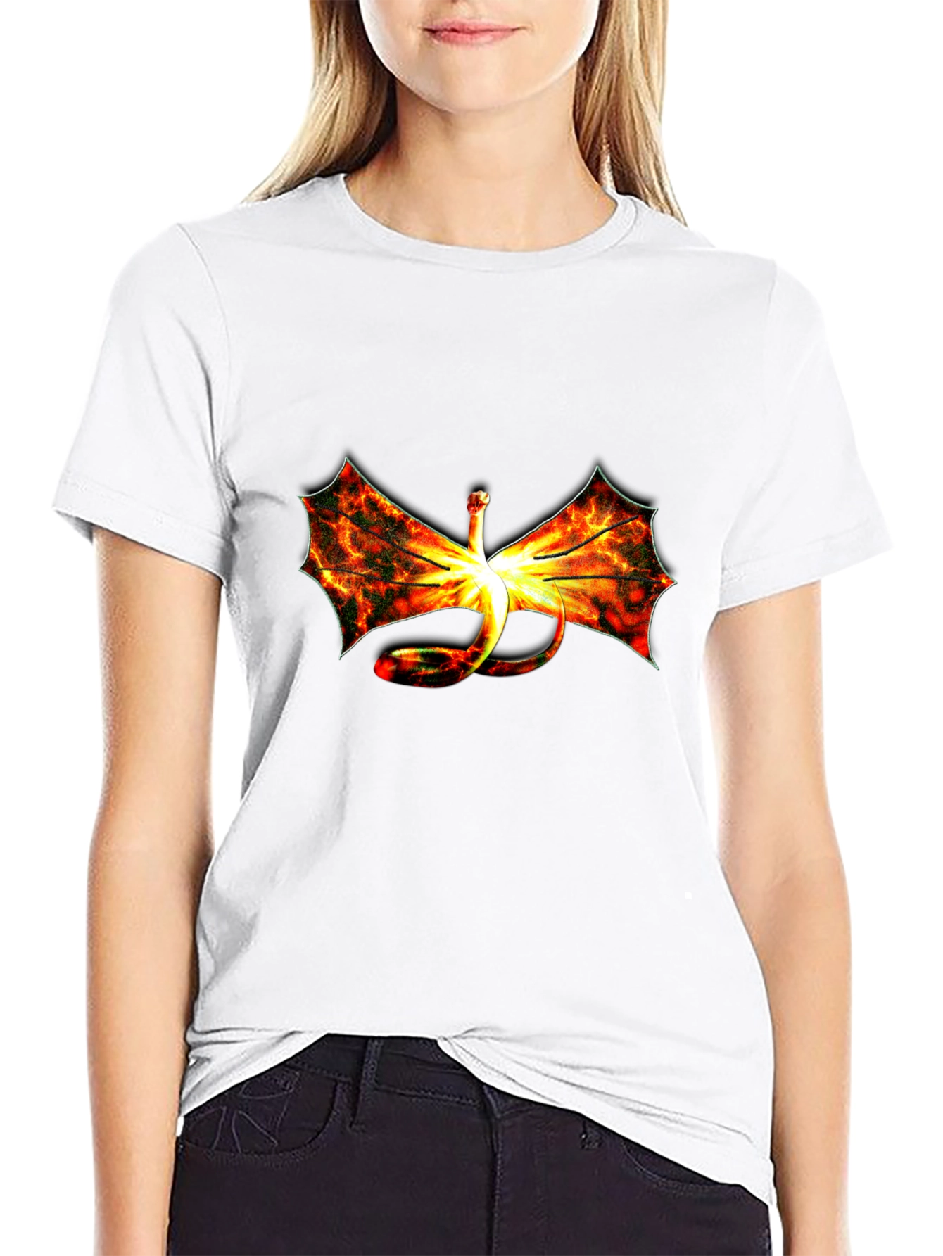 Fiery Dragon Graphic Black T-Shirt
