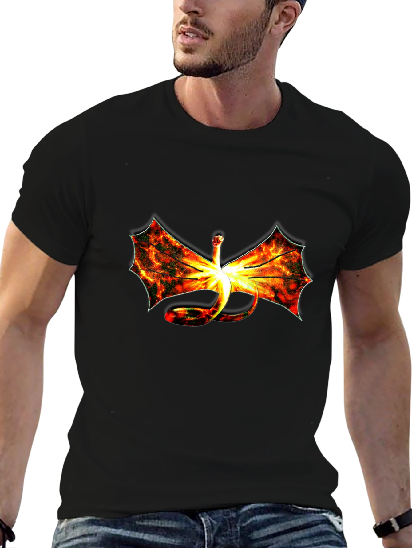 Fiery Dragon Graphic Black T-Shirt