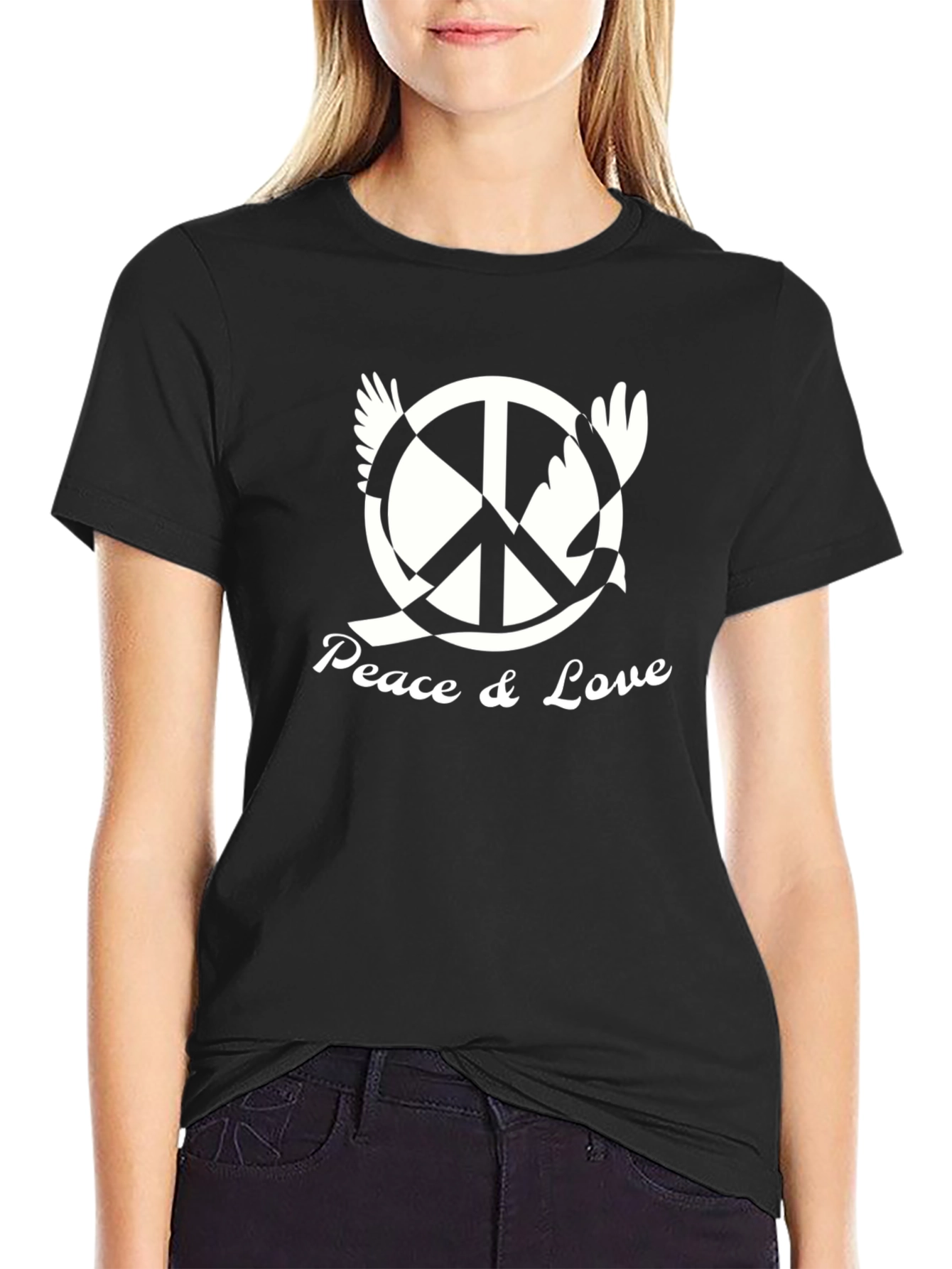 Peace & Love Graphic Tee - Black