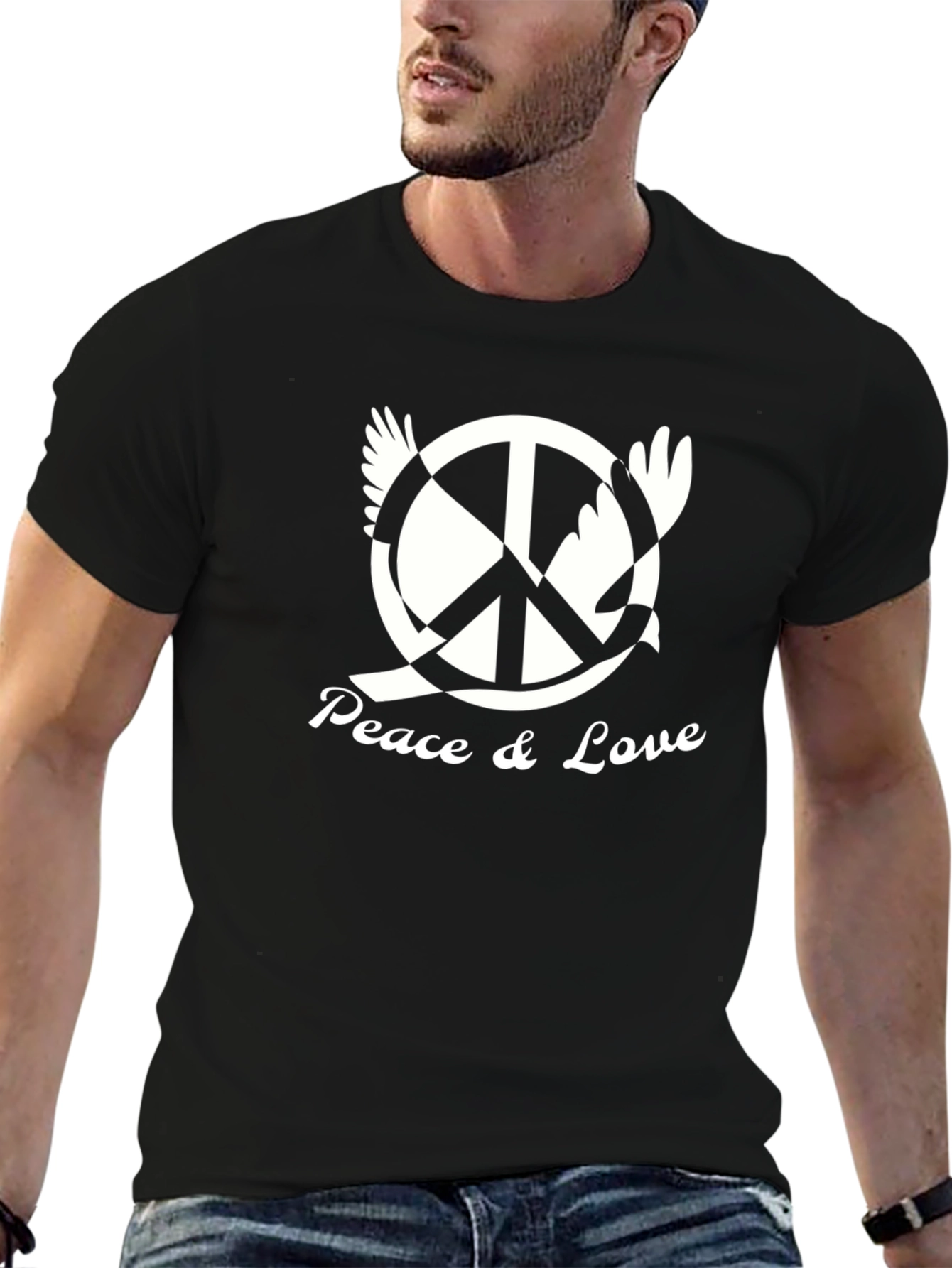 Peace & Love Graphic Tee - Black