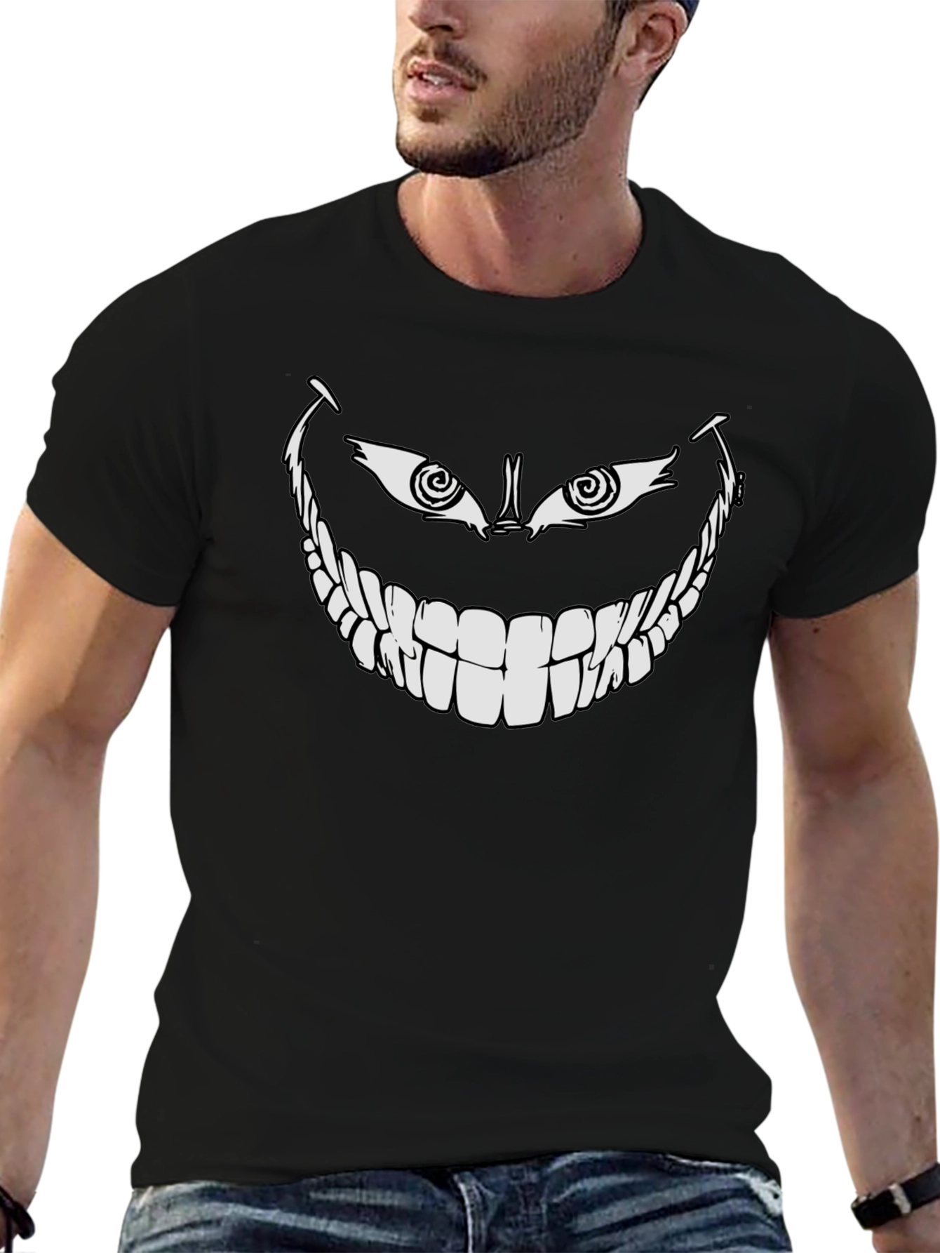 Creepy Smile Graphic Black T-Shirt