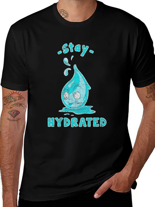 Stay Hydrated Cartoon Waterdrop Graphic T-Shirt