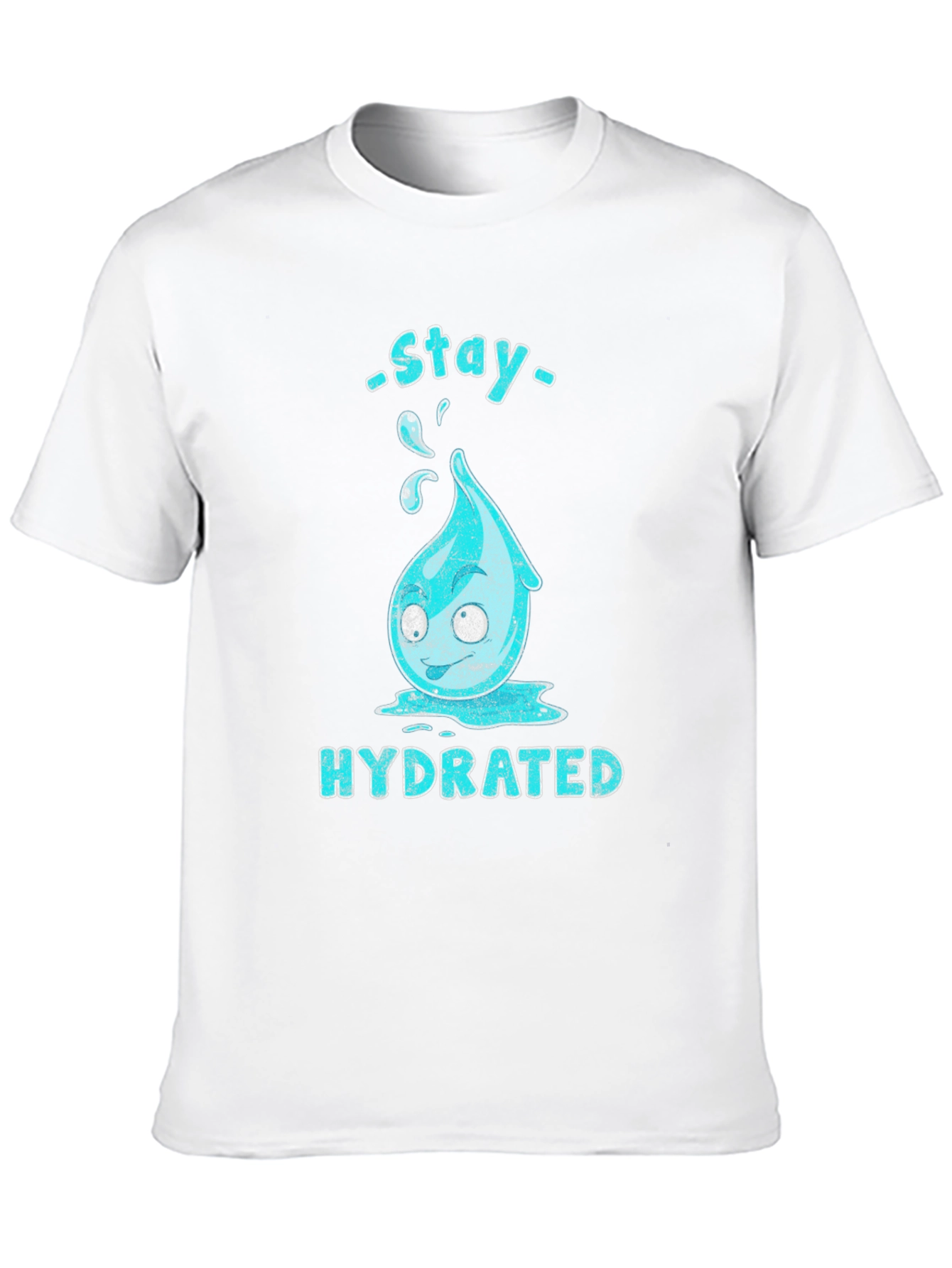 Stay Hydrated Cartoon Waterdrop Graphic T-Shirt