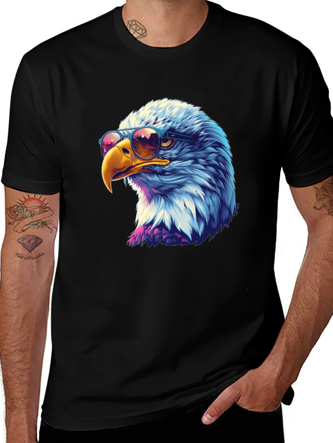 Cool Eagle Graphic Tee - Black T-Shirt