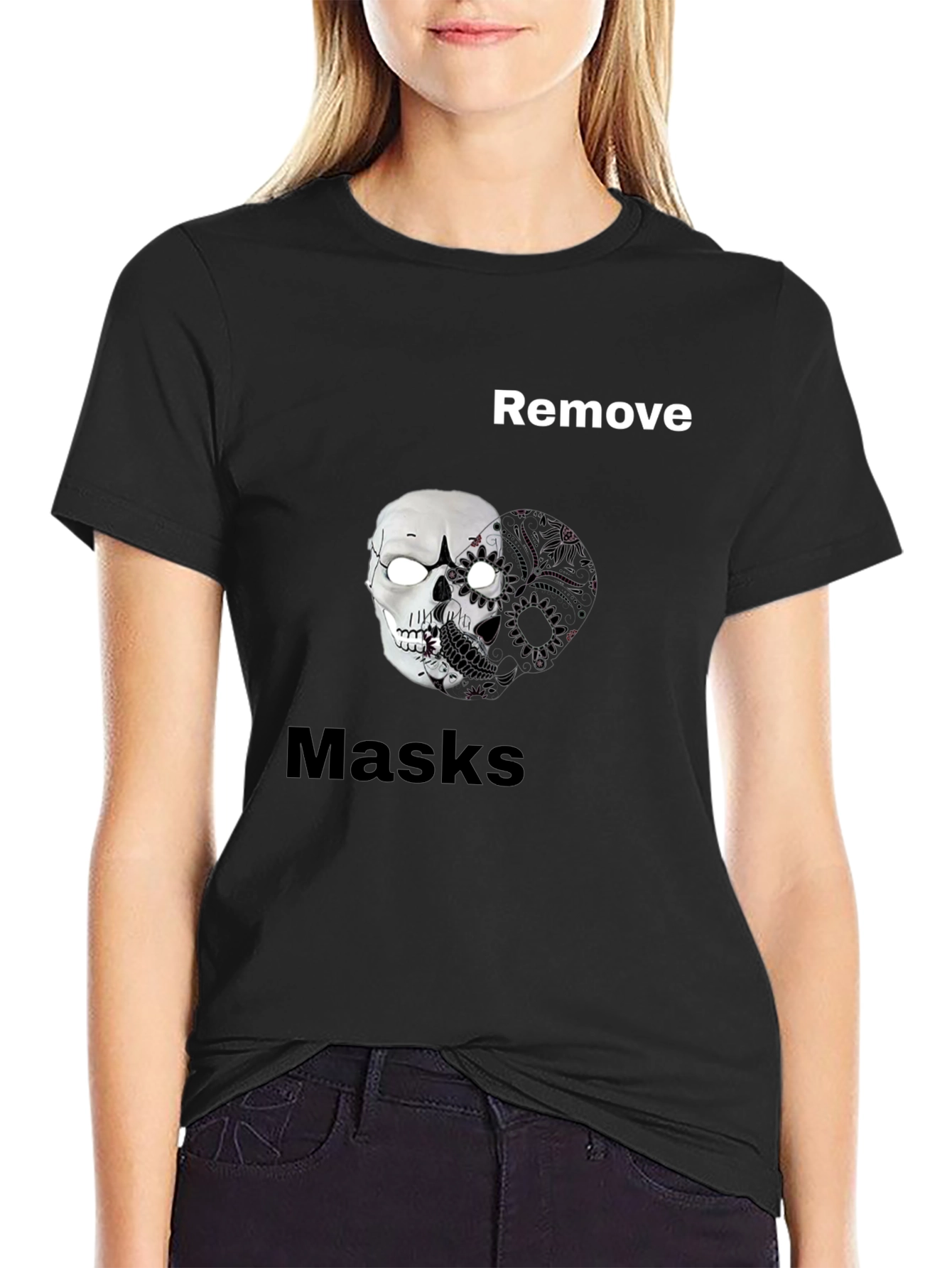 Remove Masks Skull Graphic Tee