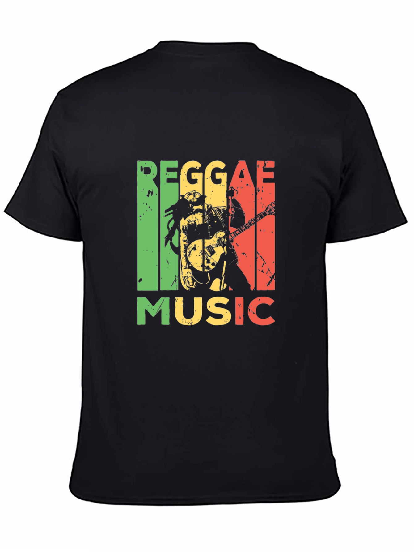 Reggae Music Graphic Tee - Black Cotton T-Shirt