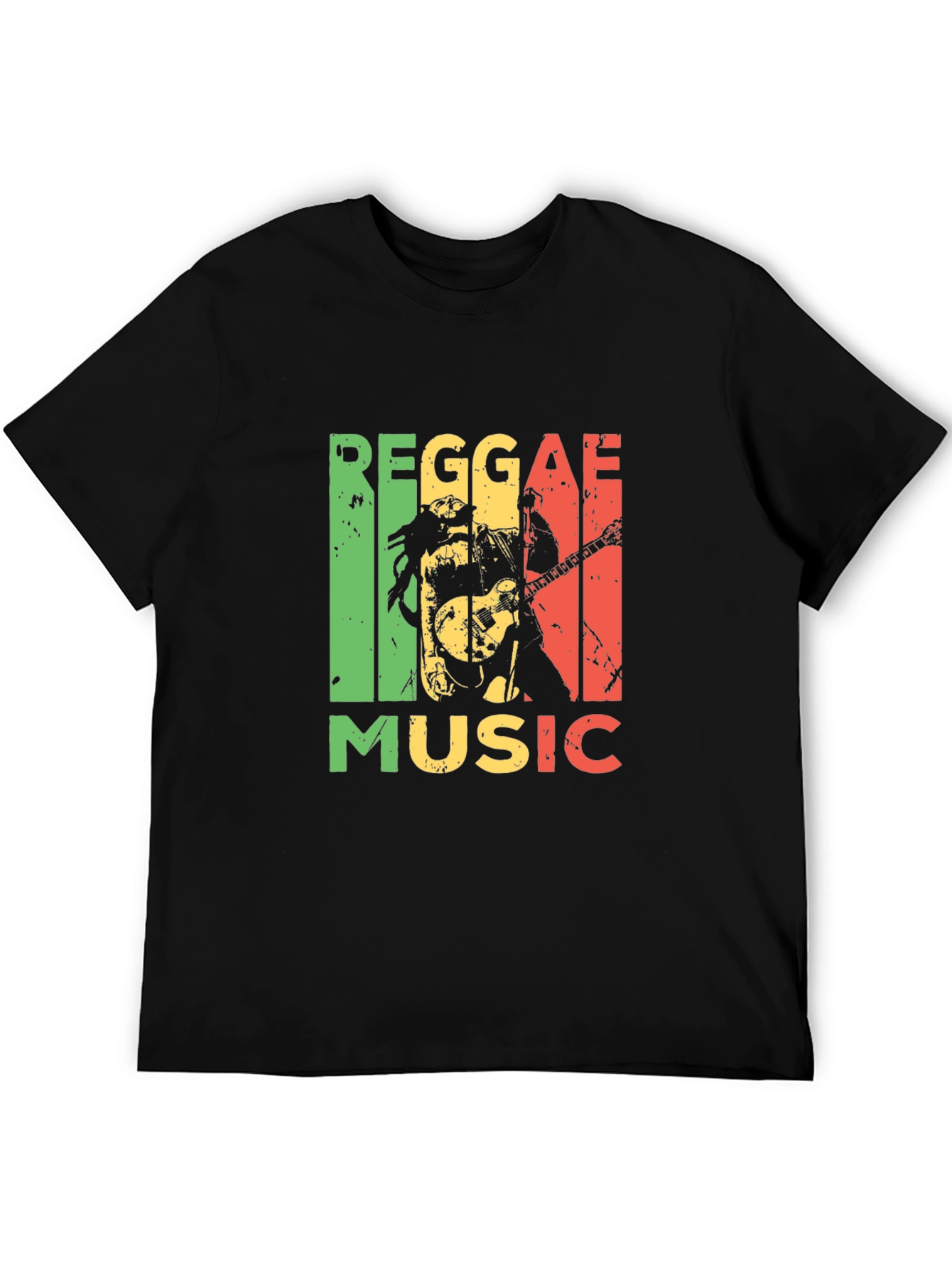 Reggae Music Graphic Tee - Black Cotton T-Shirt