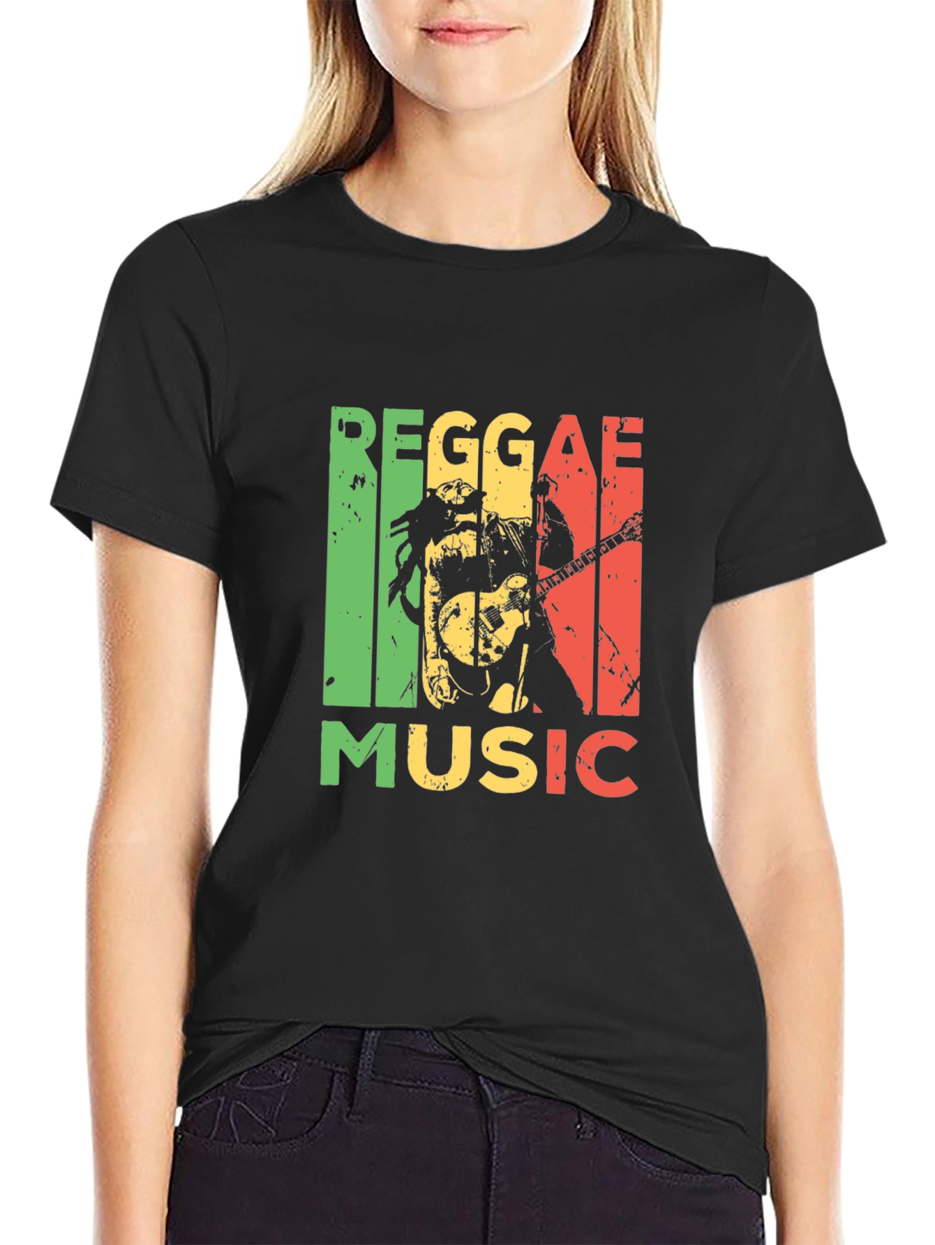 Reggae Music Graphic Tee - Black Cotton T-Shirt