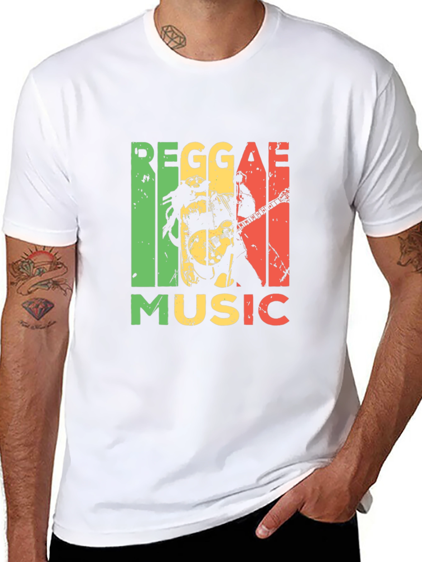 Reggae Music Graphic Tee - Black Cotton T-Shirt