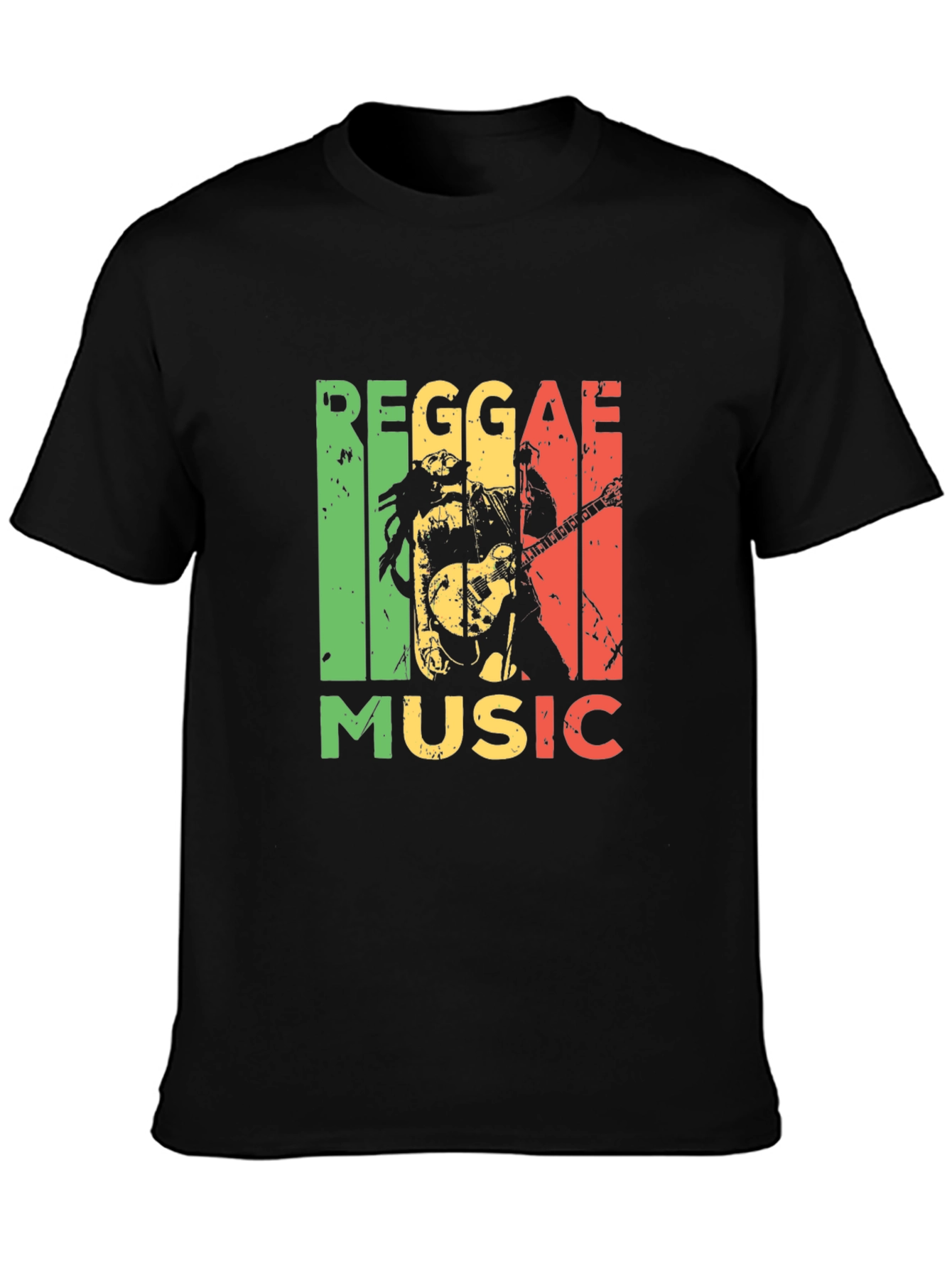 Reggae Music Graphic Tee - Black Cotton T-Shirt